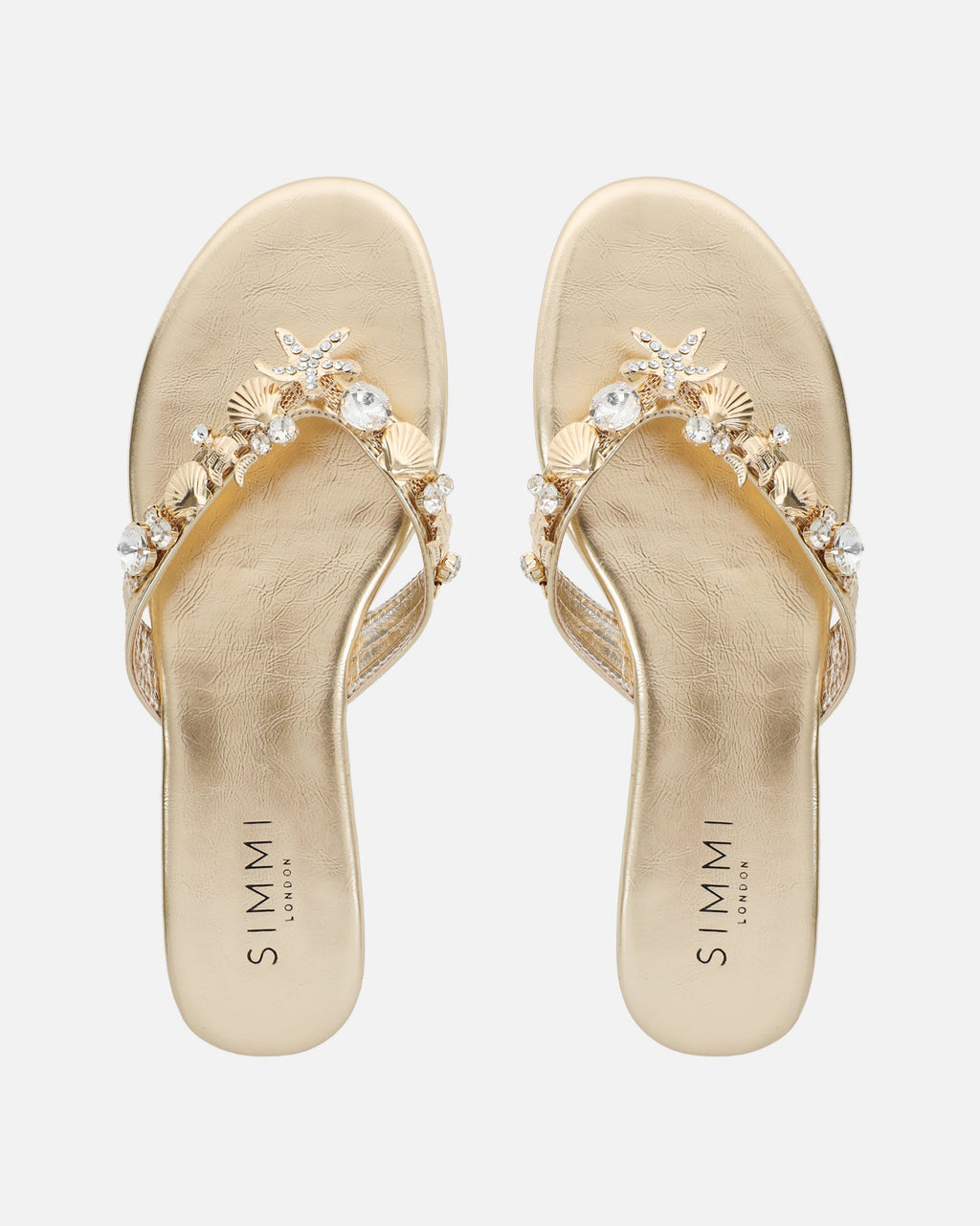 Sandy Gold Metallic Shell Detail Flats