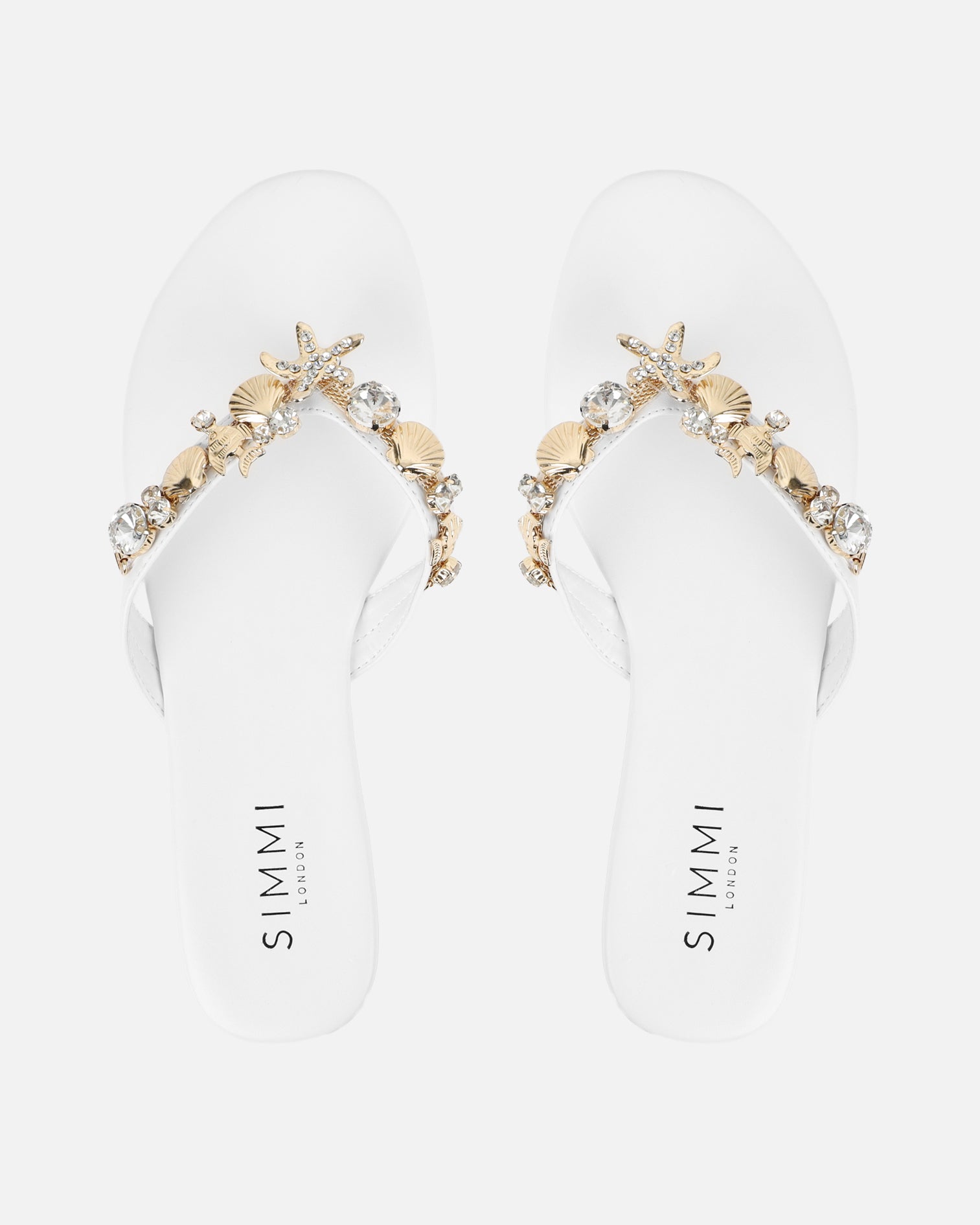 Sandy White Shell Detail Flats
