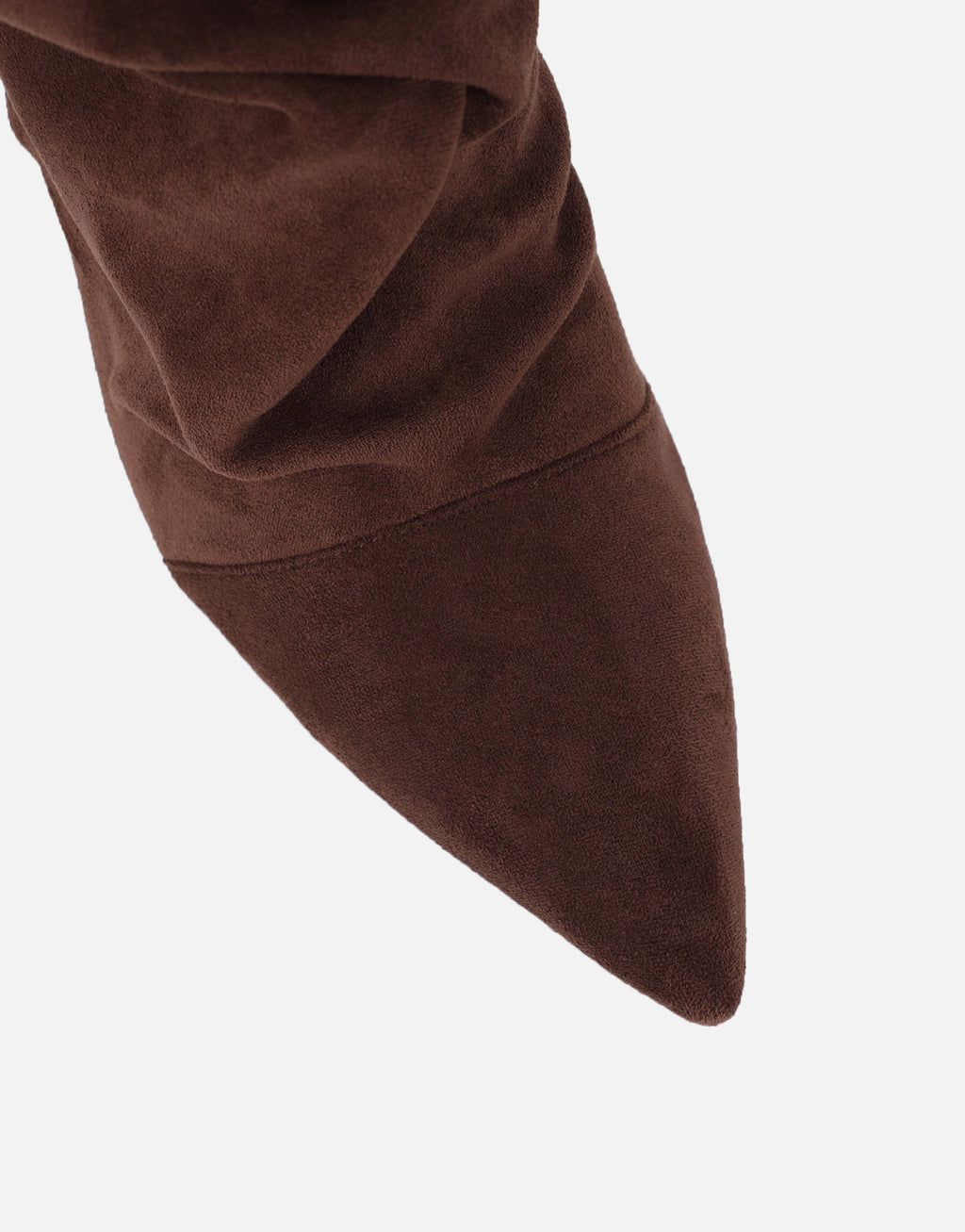 Cotton Brown Suede Ruched Heeled Boots