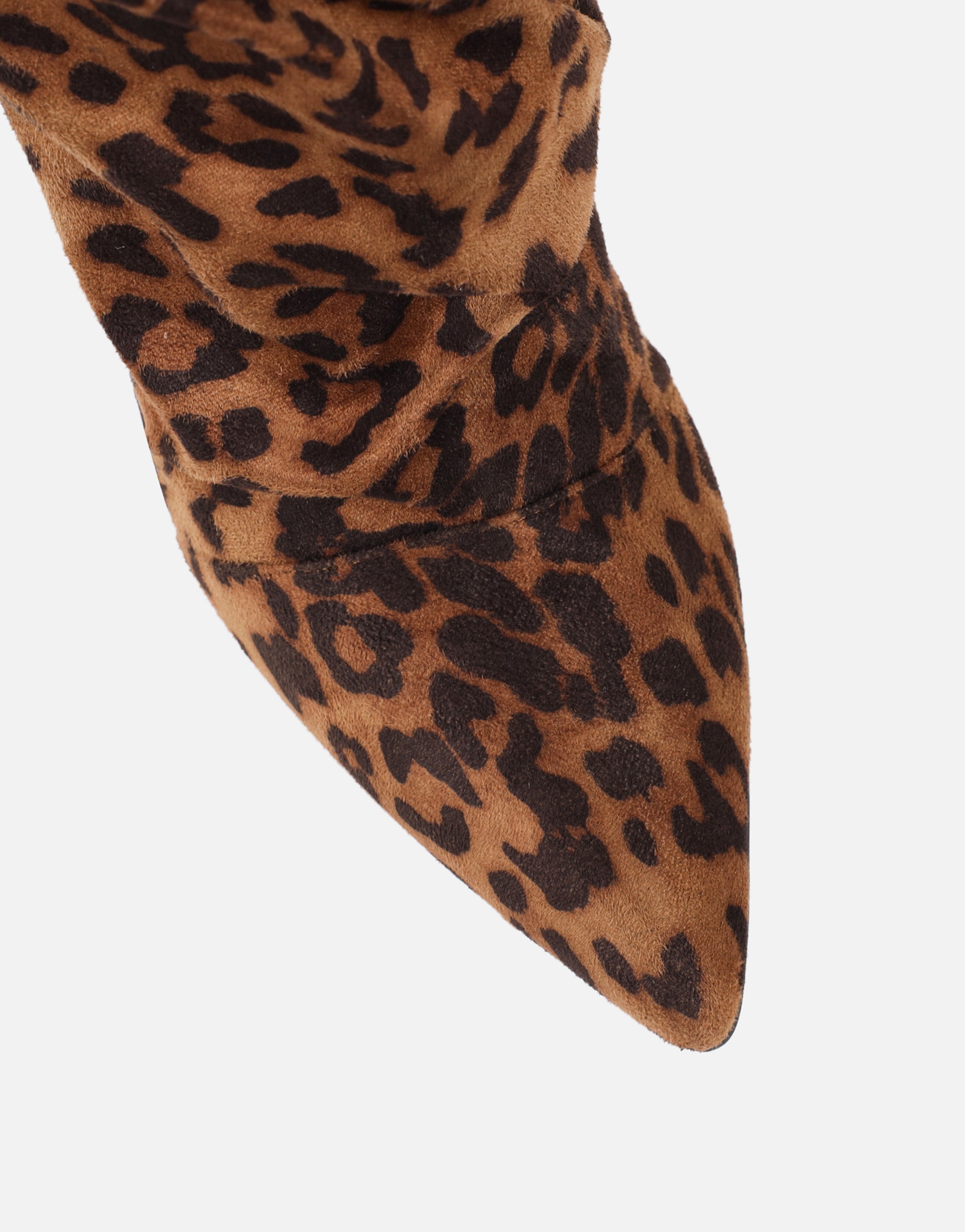 Cotton Leopard Suede Ruched Heeled Boots