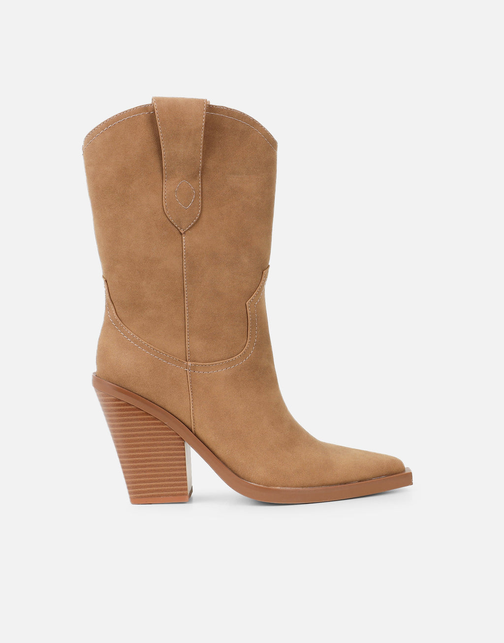 Mercy Camel Suede Western Heeled Boots