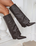 Kiarra Brown Western Foldover Heeled Boots