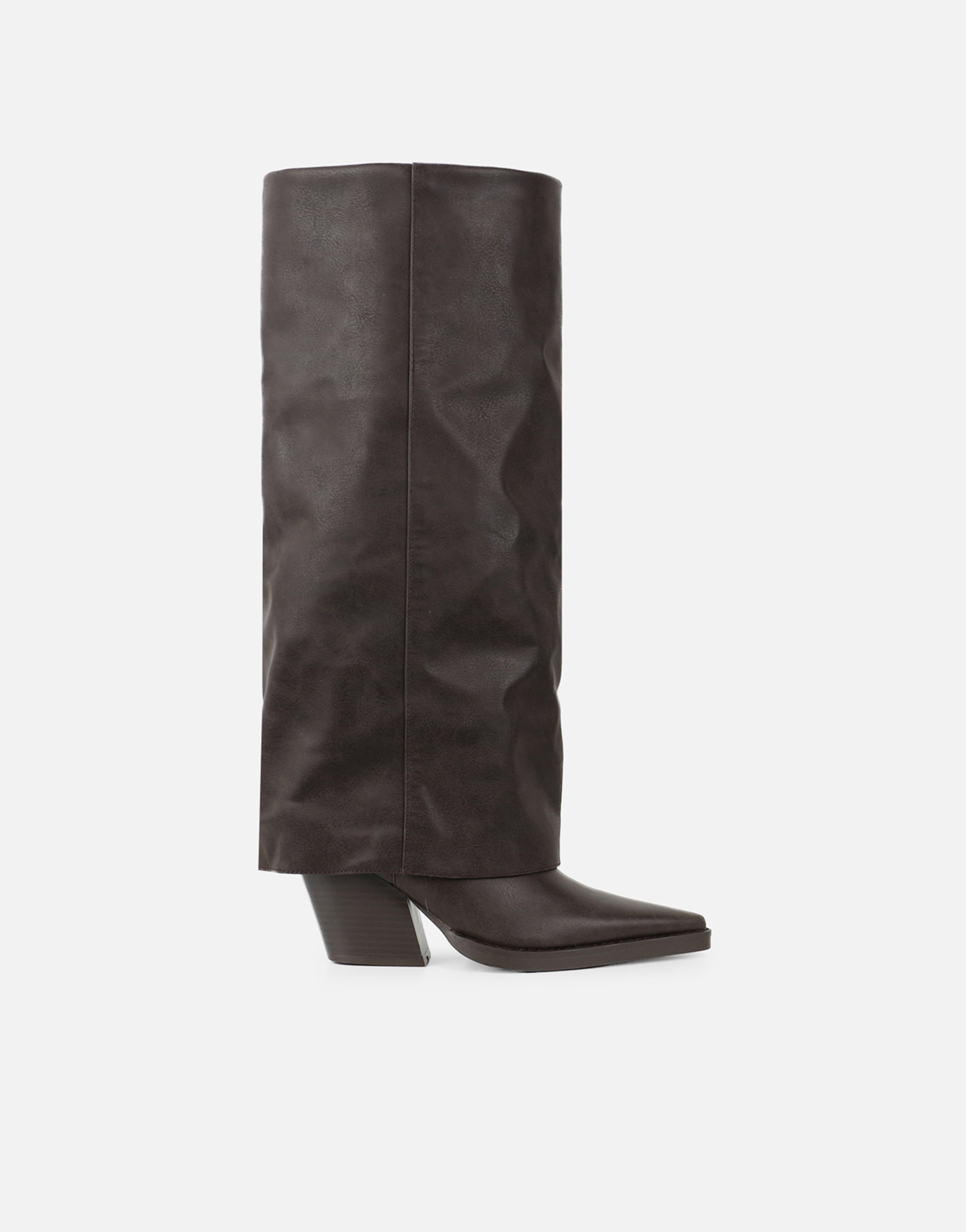 Kiarra Brown Western Foldover Heeled Boots