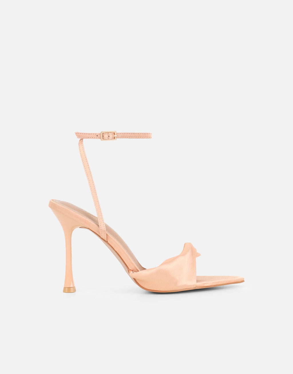 Delilah Blush Satin Ruched Heeled Sandals