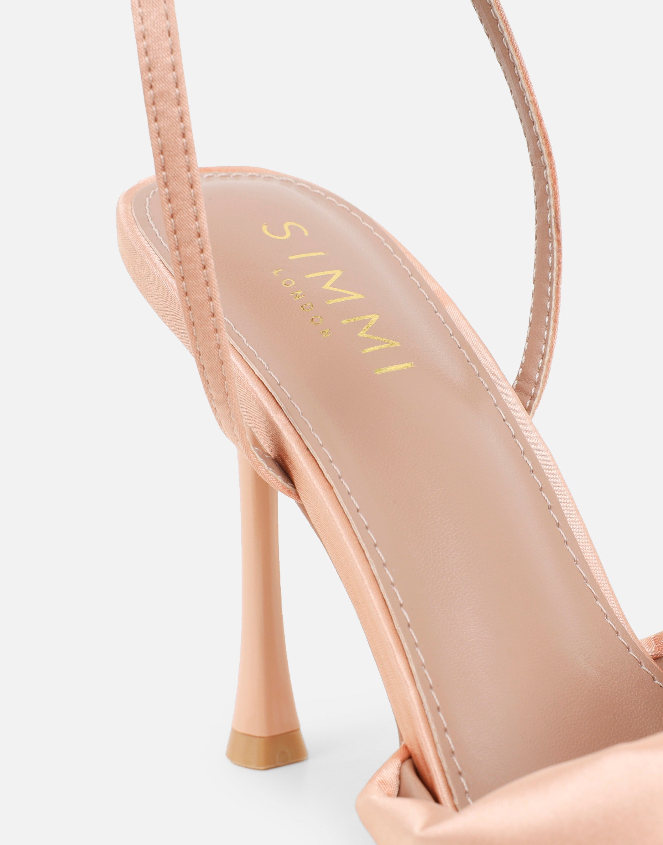 Delilah Blush Satin Ruched Heeled Sandals