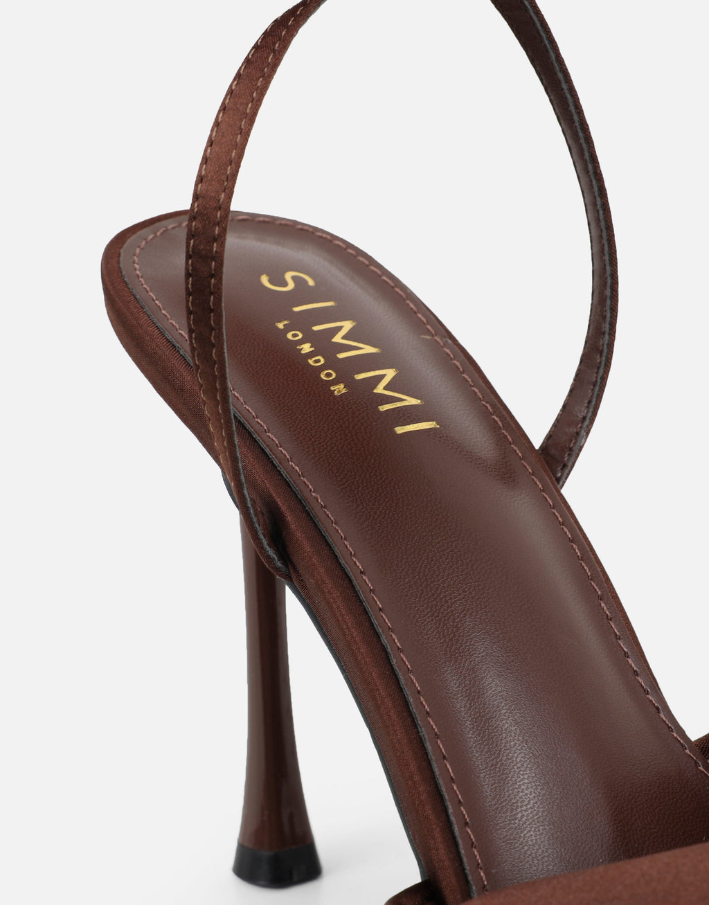 Delilah Brown Satin Ruched Heeled Sandals