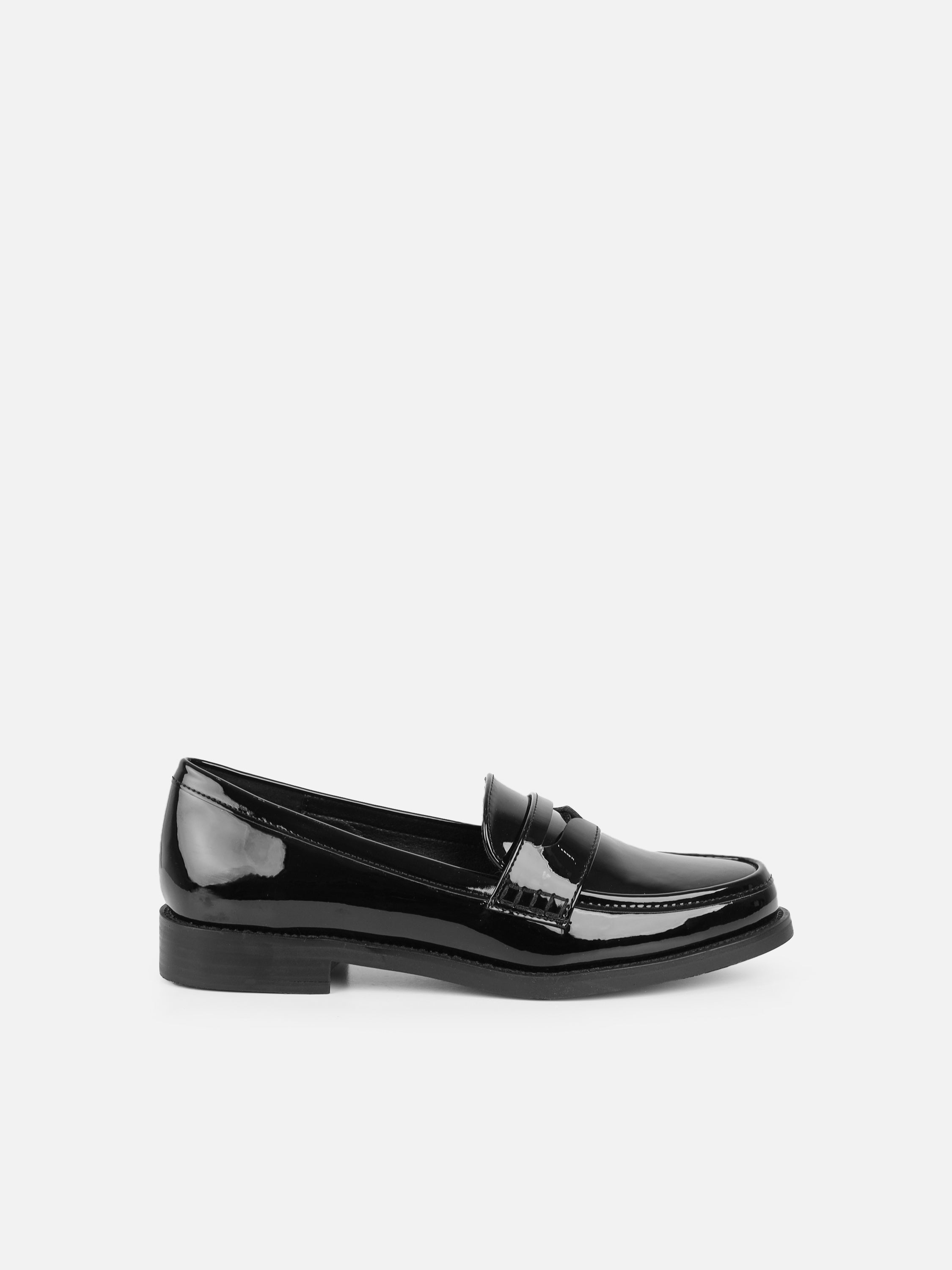 Shreya Black Patent Penny Loafers