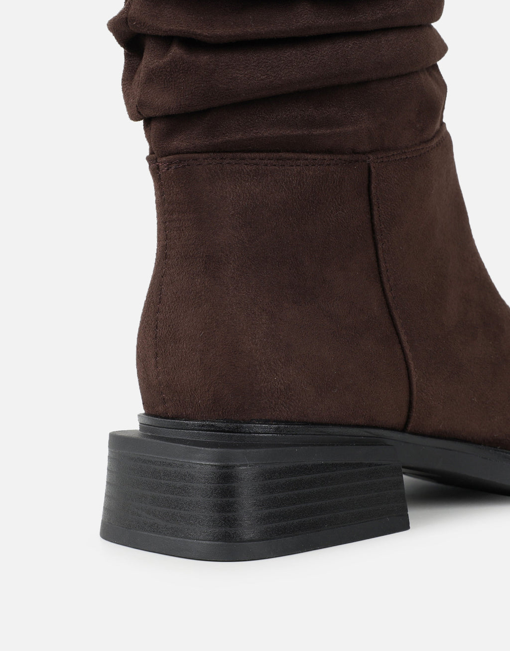 Amrose Brown Suede Ruched Heeled Boots