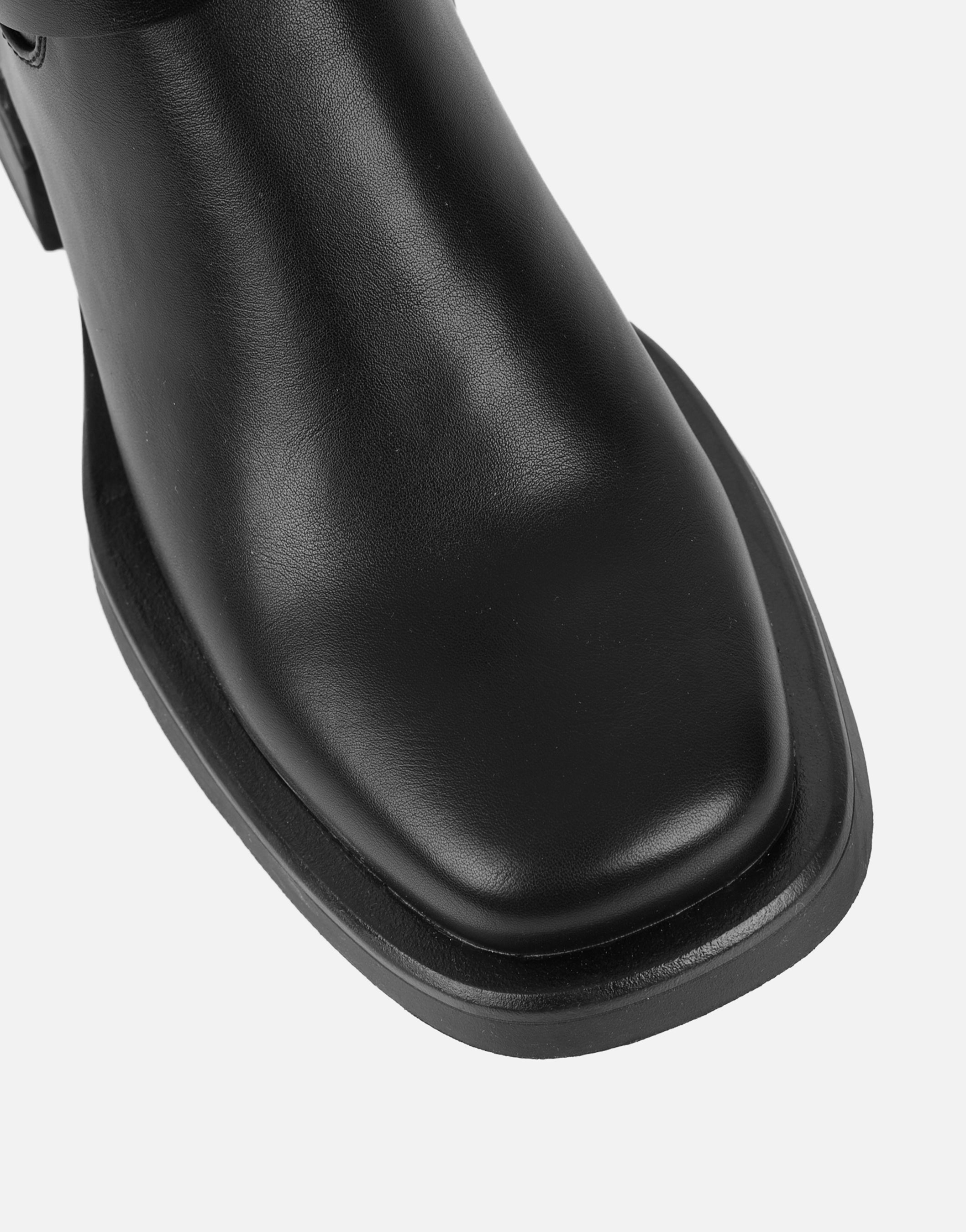 Dilly Black Knee High Buckle Detail Sock Boots