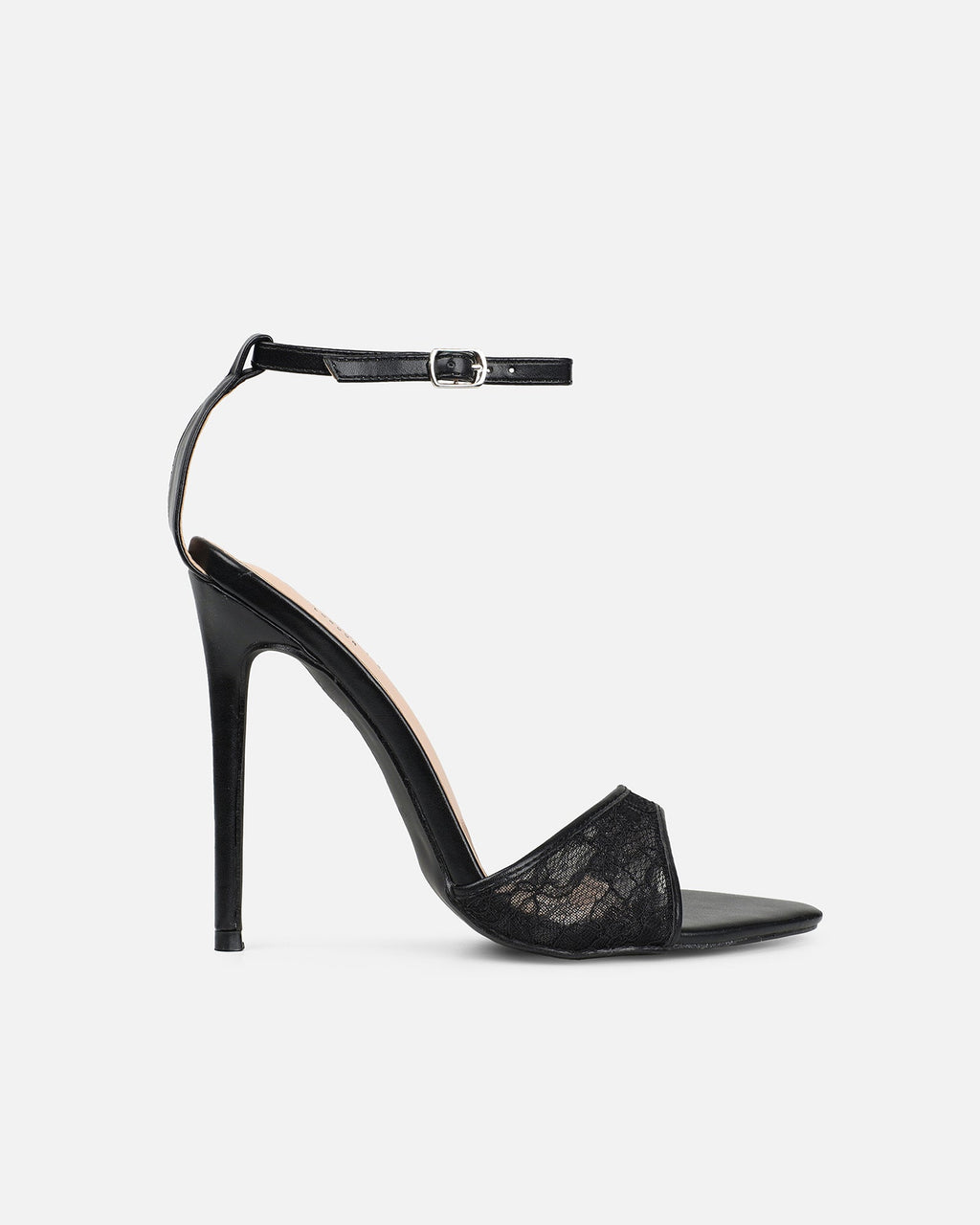 Eavie Black Lace Heeled Sandals
