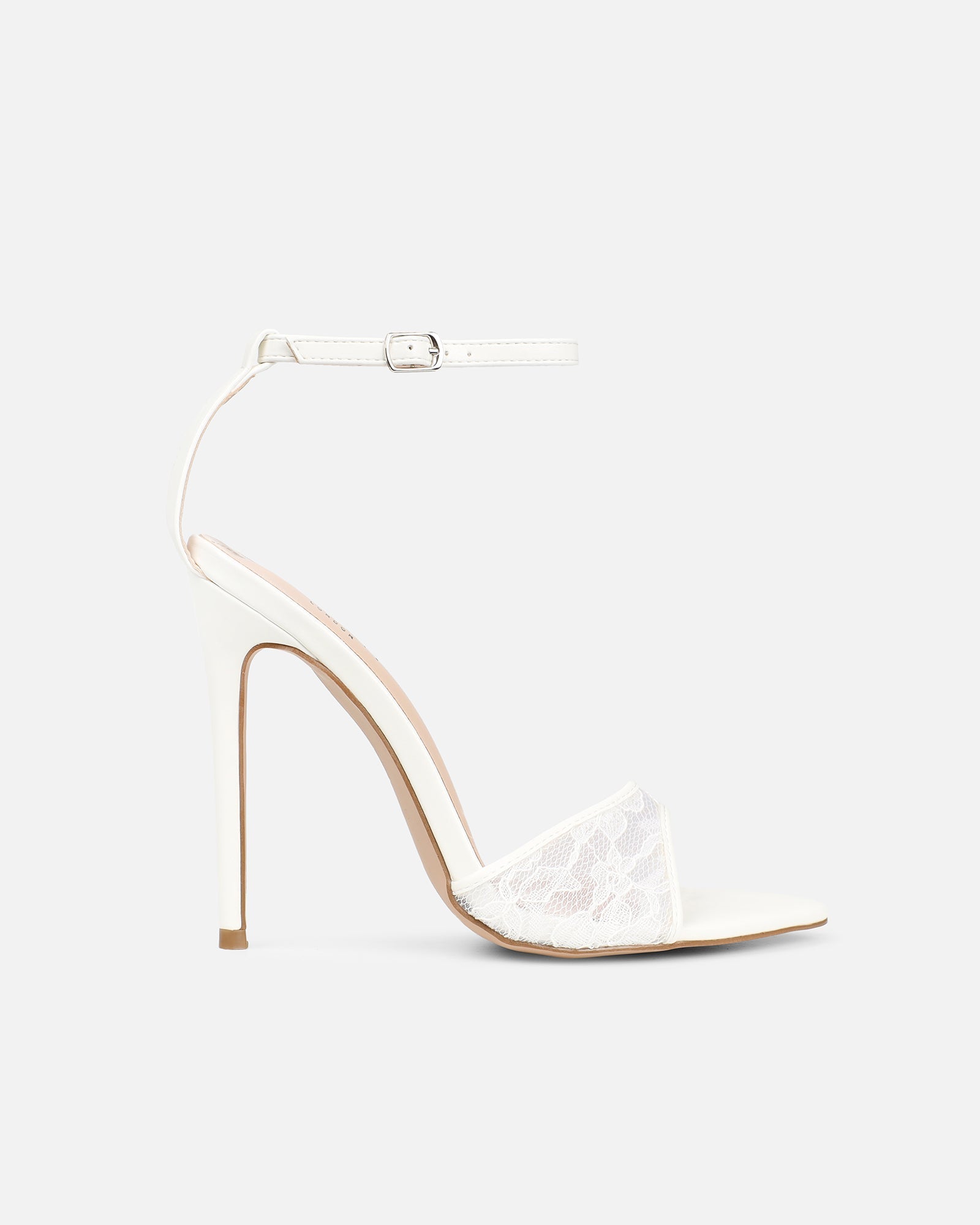 Eavie White Lace Heeled Sandals