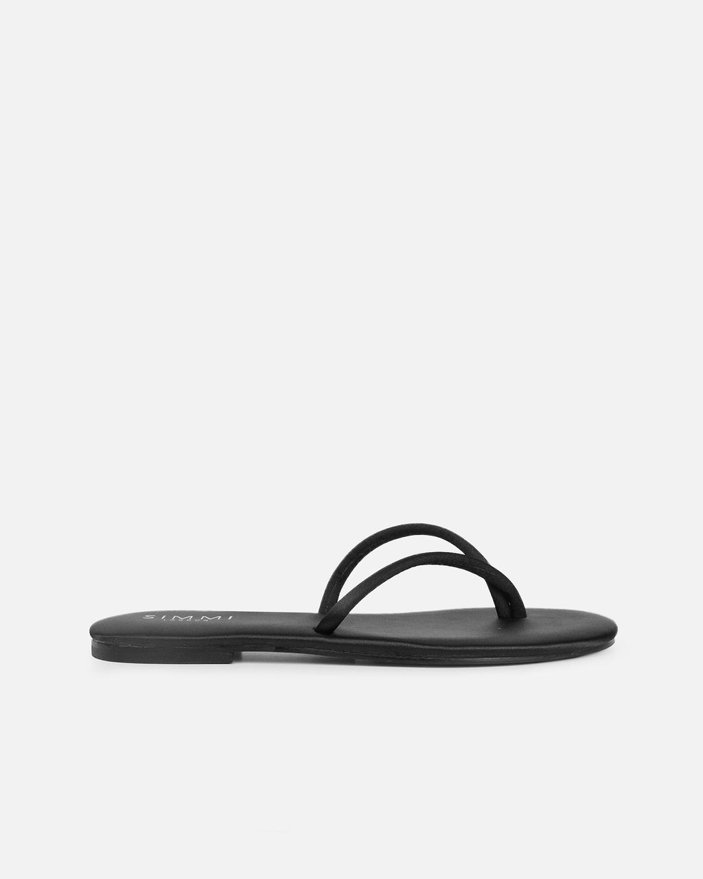 Elmas Black Satin Toe Post Sandals