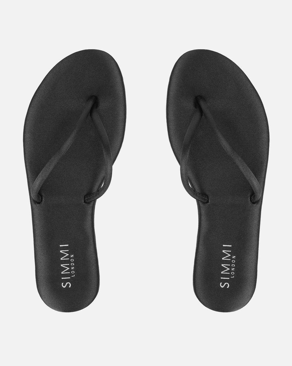 Elmas Black Satin Toe Post Sandals