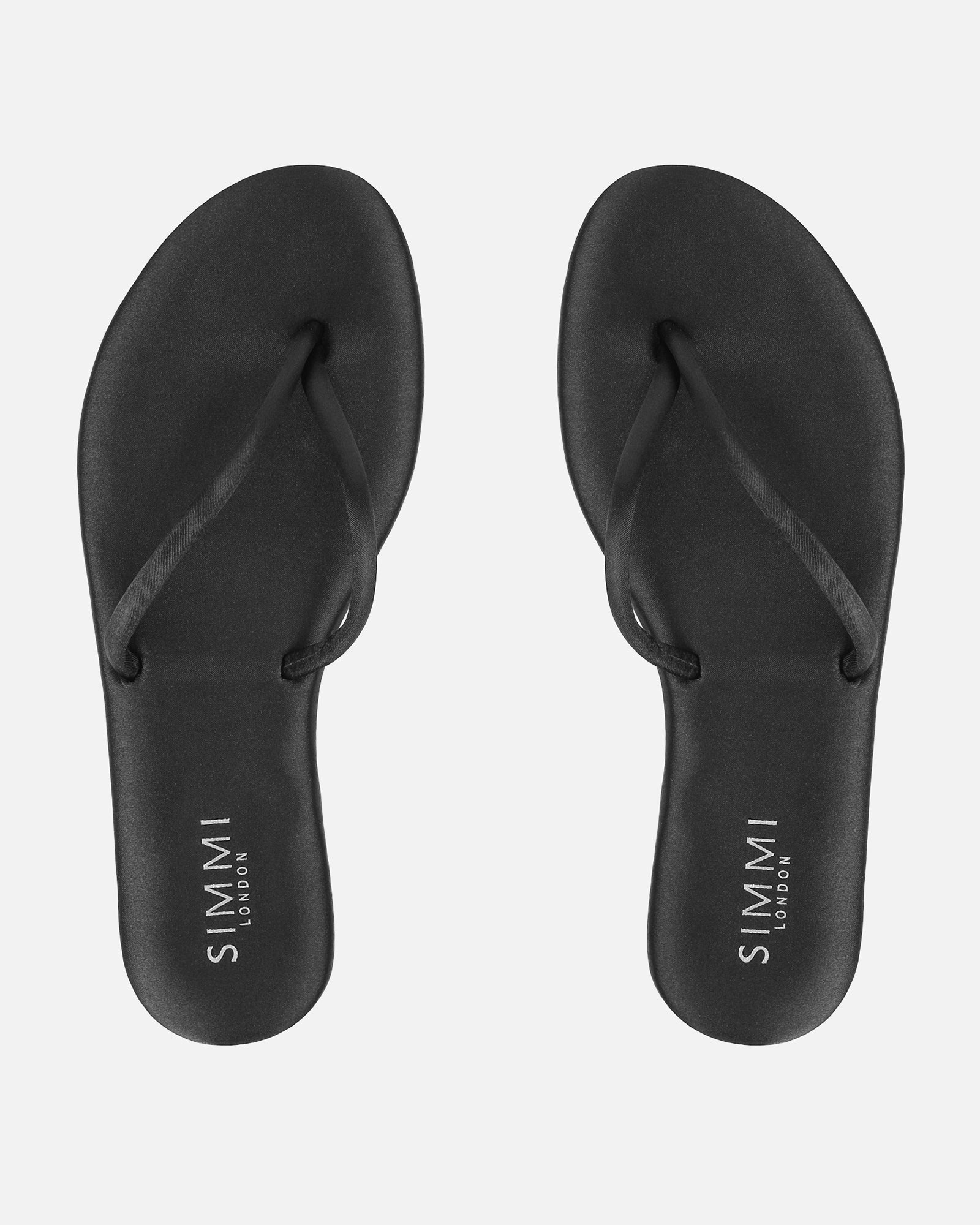 Elmas Black Satin Toe Post Sandals