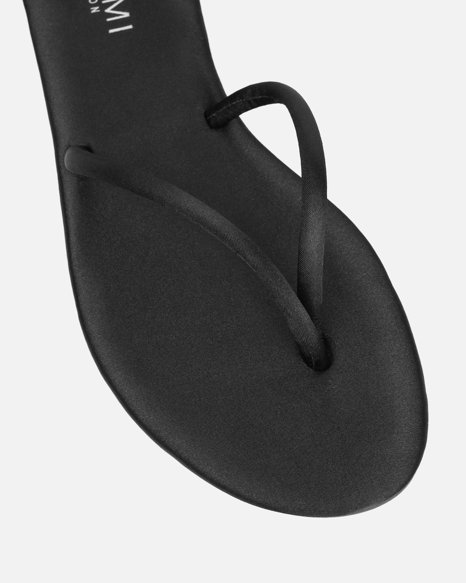 Elmas Black Satin Toe Post Sandals