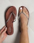 Ersil Chocolate Satin Diamante Toe Post Sandals