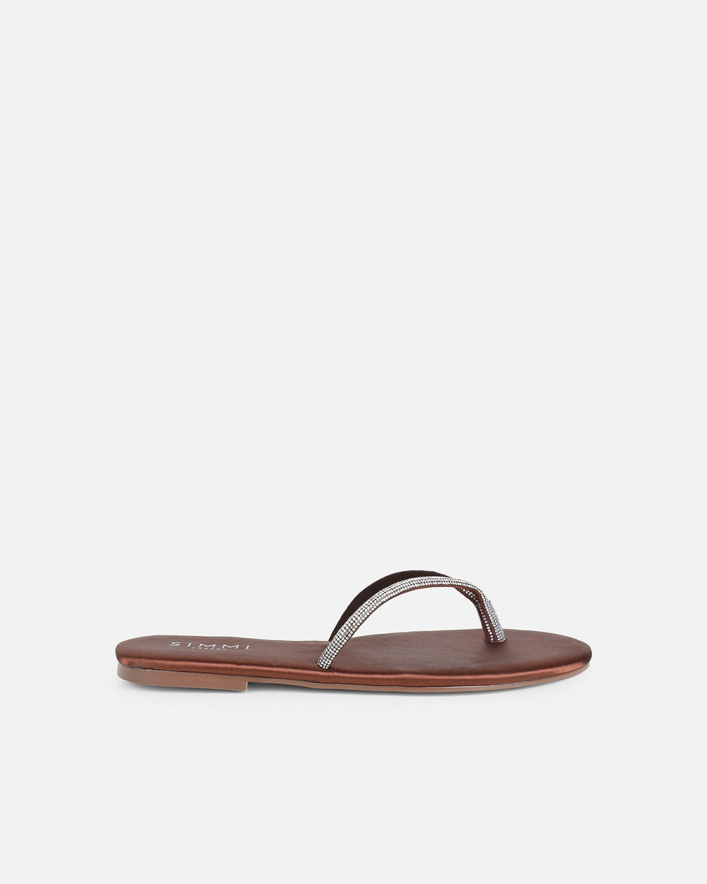 Ersil Chocolate Satin Diamante Toe Post Sandals