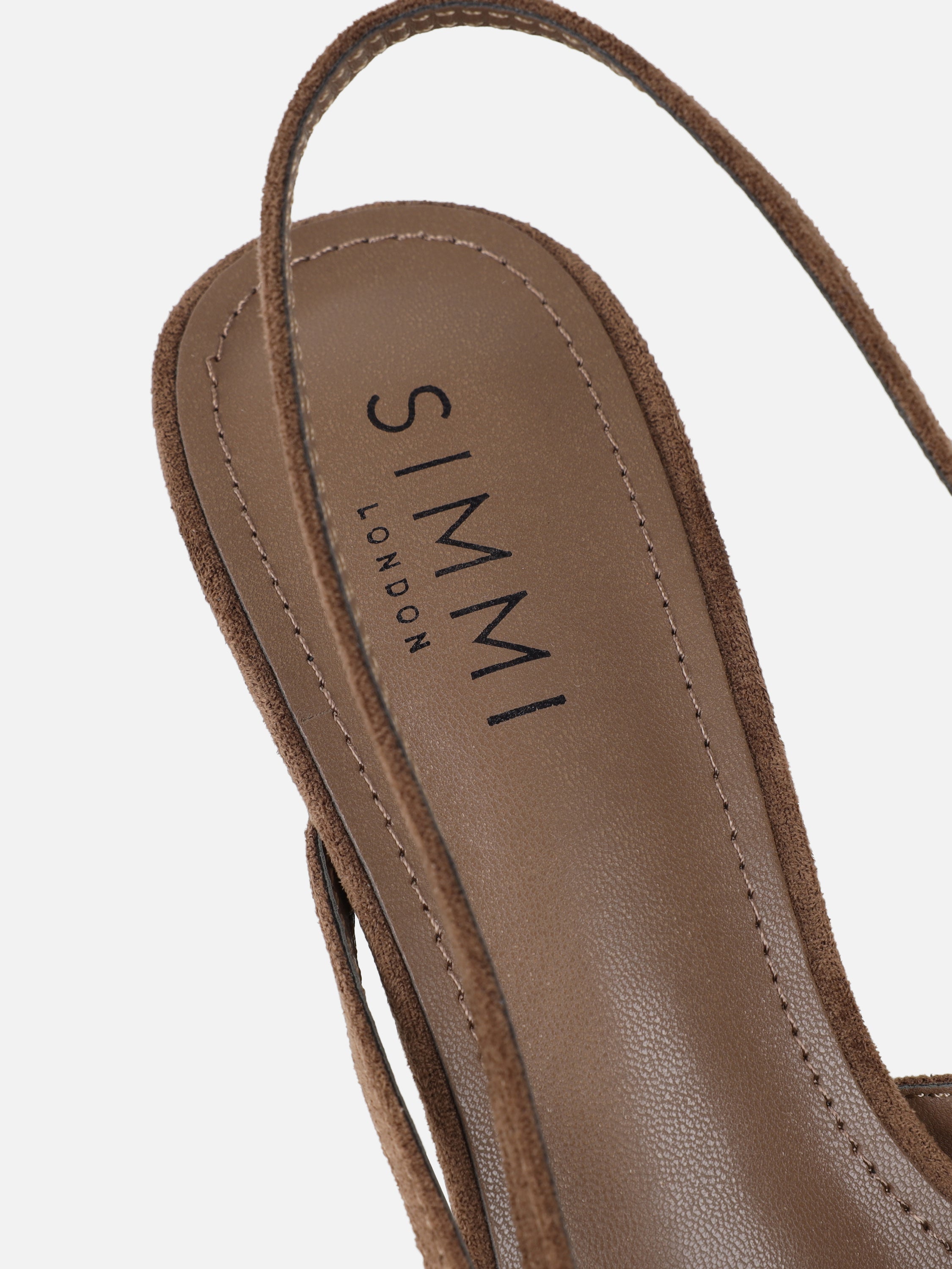 Stallone Dark Beige Suede Buckle Detail Slingback Court Shoes