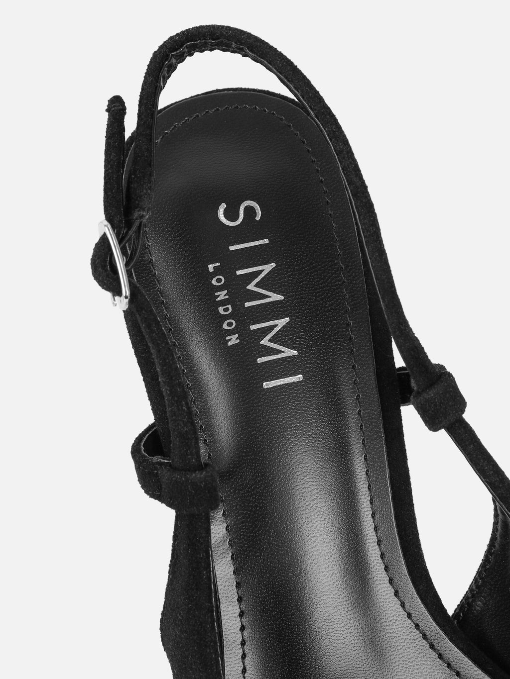 Emarra Black Suede Slingback Court Shoes
