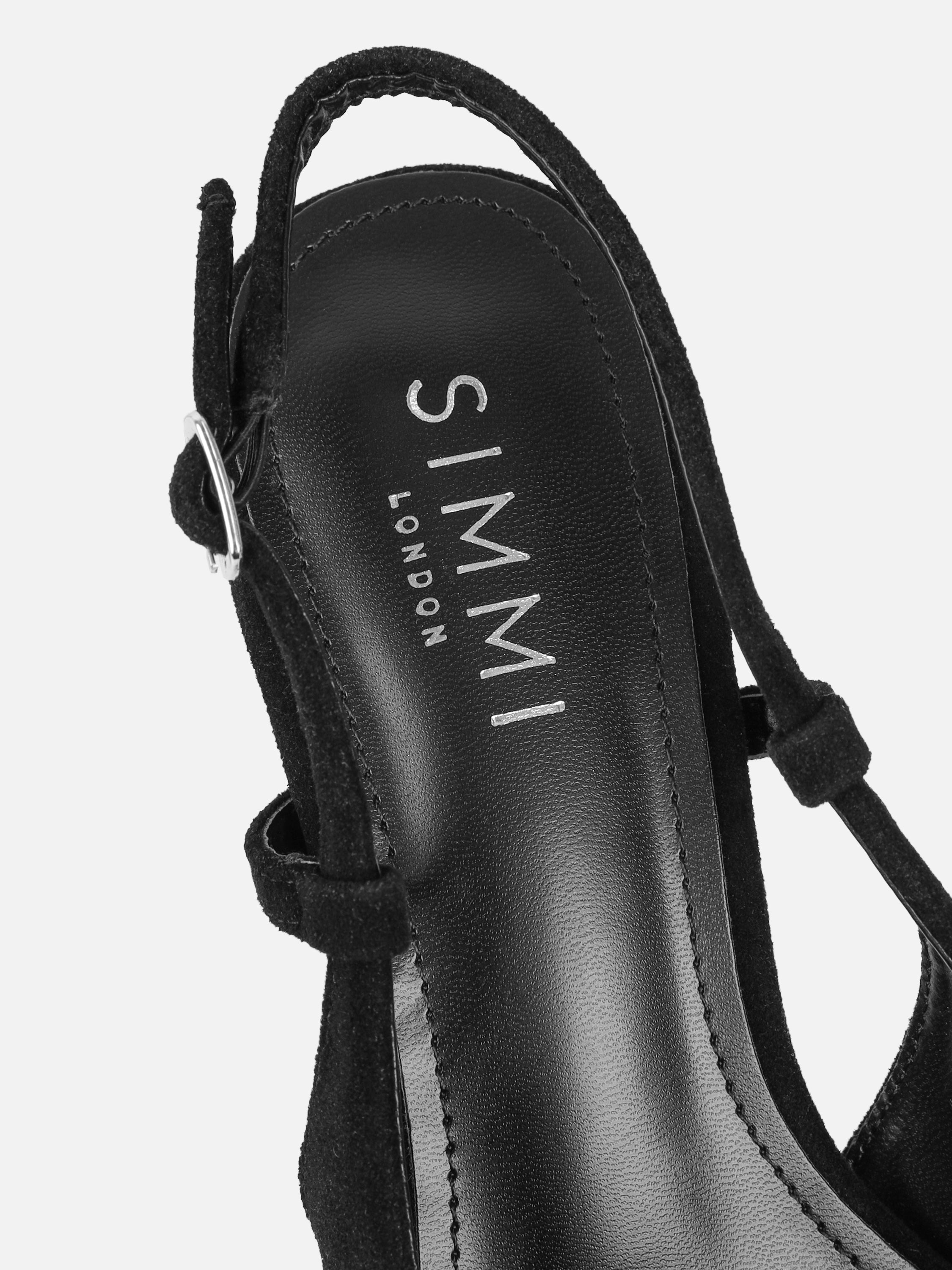 Emarra Black Suede Slingback Court Shoes