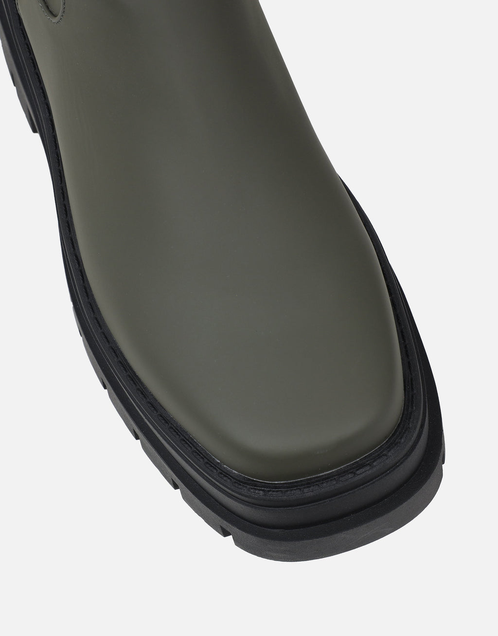Ansel Khaki Rubberized Contrast Chunky Chelsea Boots