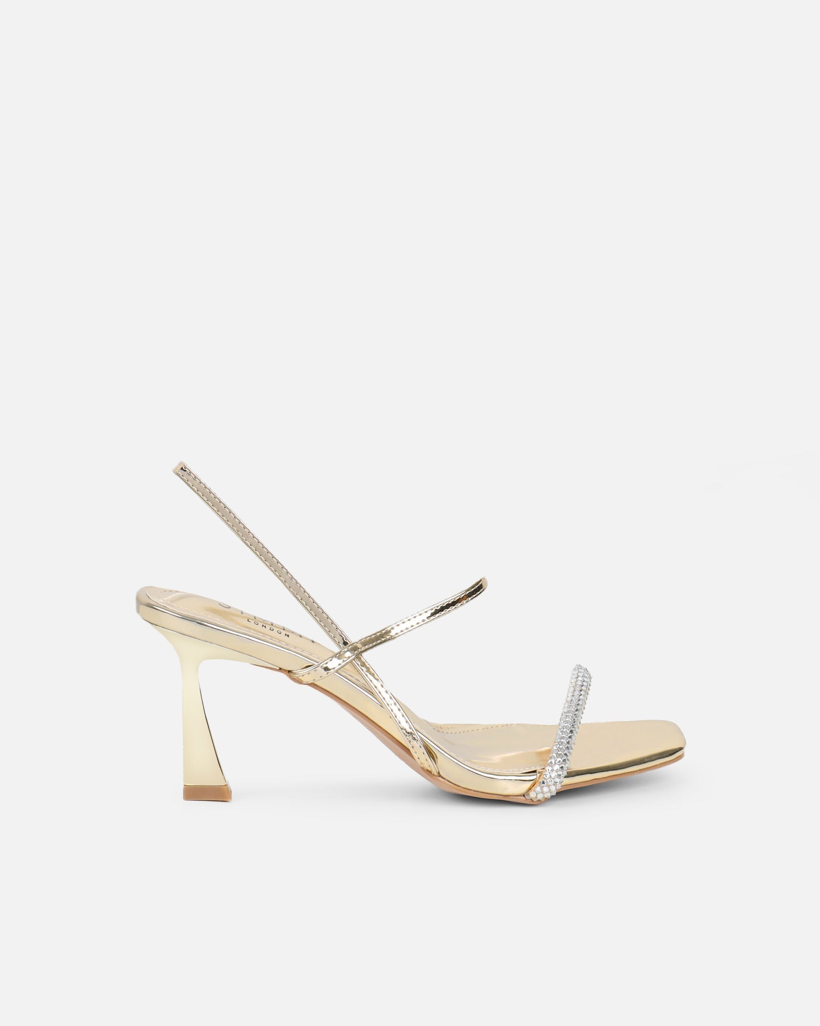 Gillespie Gold Mirror Diamante Heeled Sandals