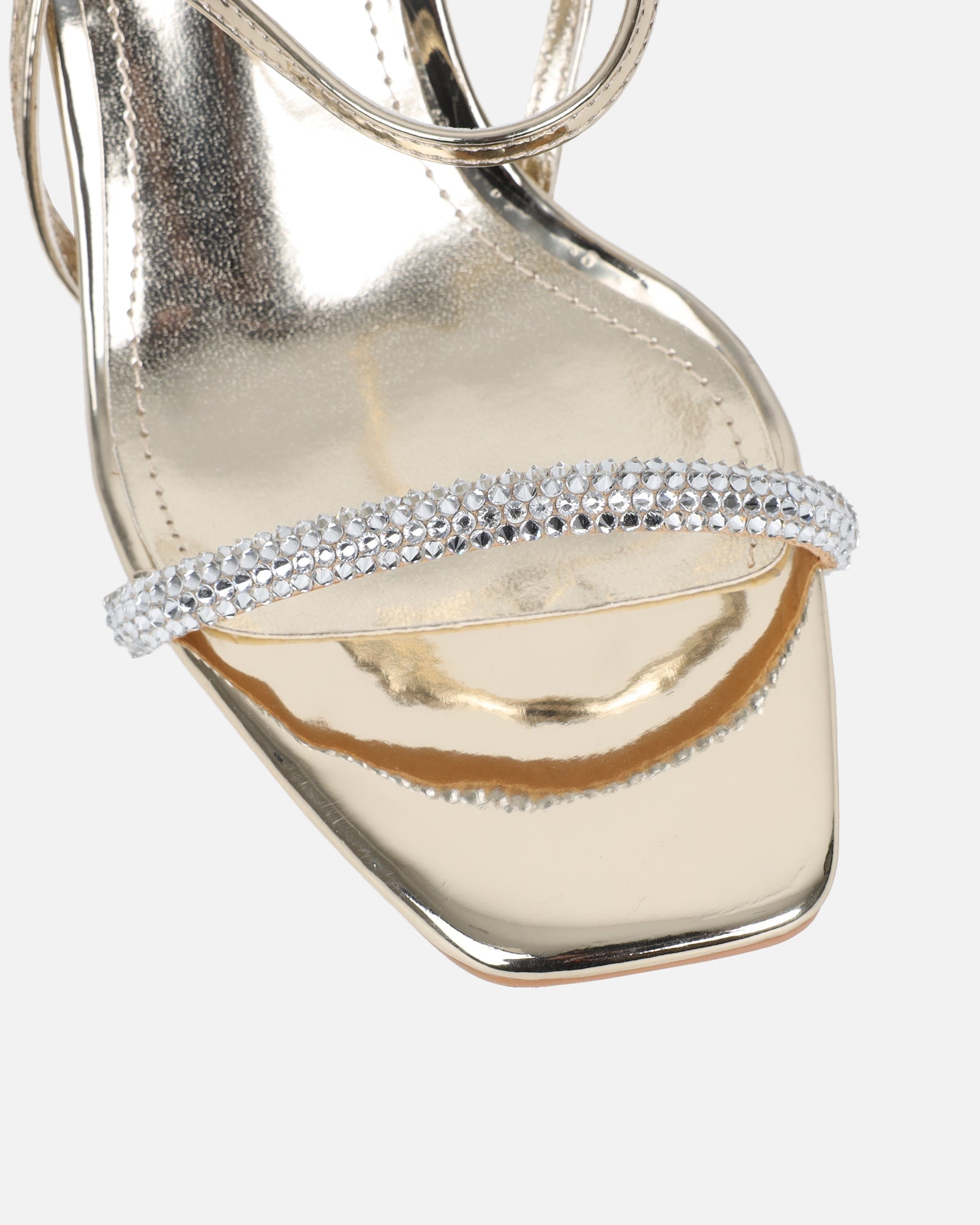 Gillespie Gold Mirror Diamante Heeled Sandals