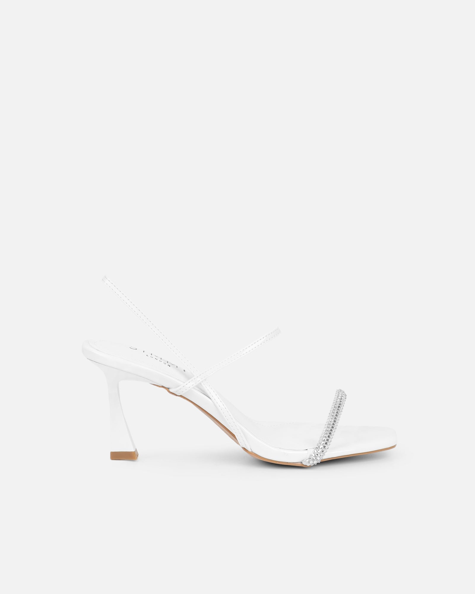 Gillespie White Diamante Heeled Sandals