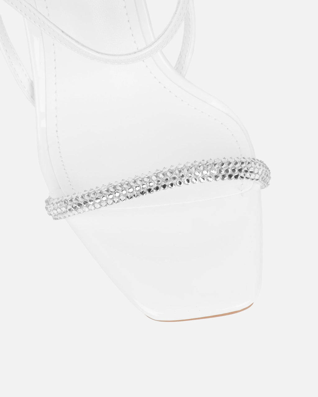 Gillespie White Diamante Heeled Sandals