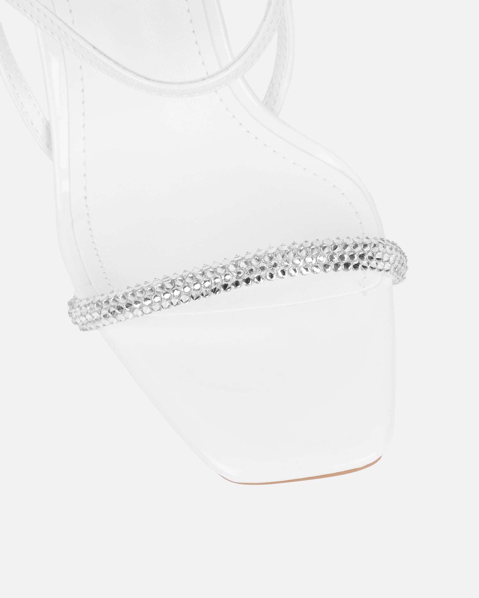 Gillespie White Diamante Heeled Sandals