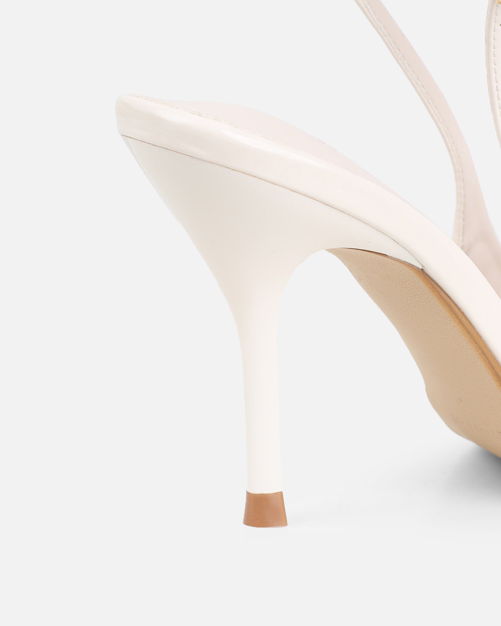 Marika White Patent Buckle Detail Slingback Courts