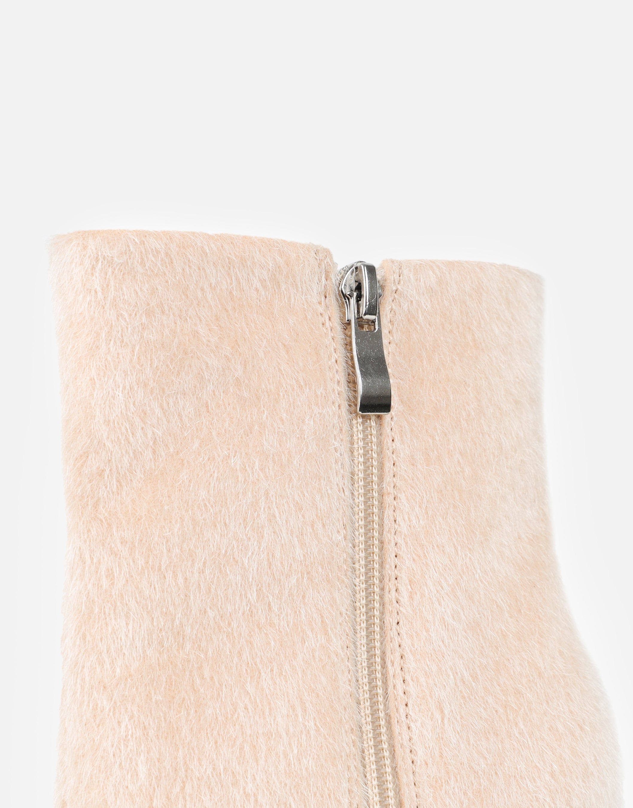 Harvie Beige Faux Pony Hair Heeled Ankle Boots