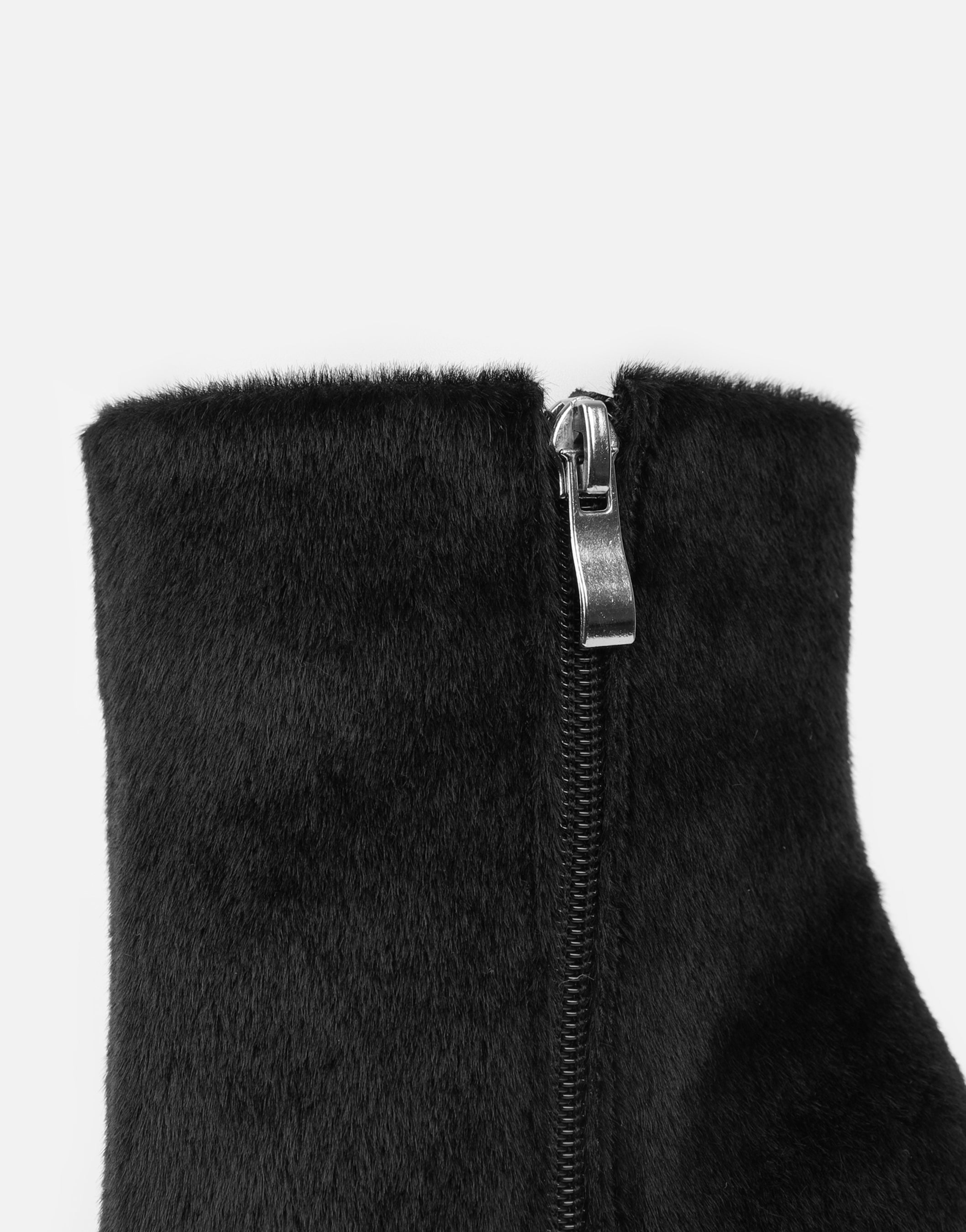 Harvie Black Faux Pony Hair Heeled Ankle Boots