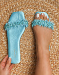 Hatty Blue Slip On Flat Sandals