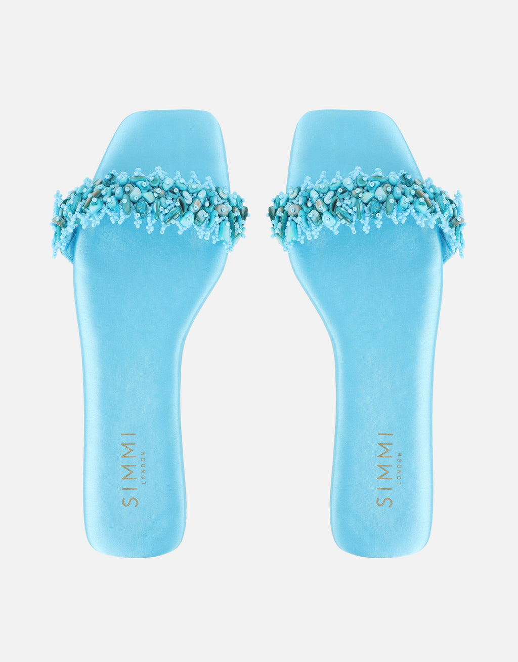 Hatty Blue Slip On Flat Sandals