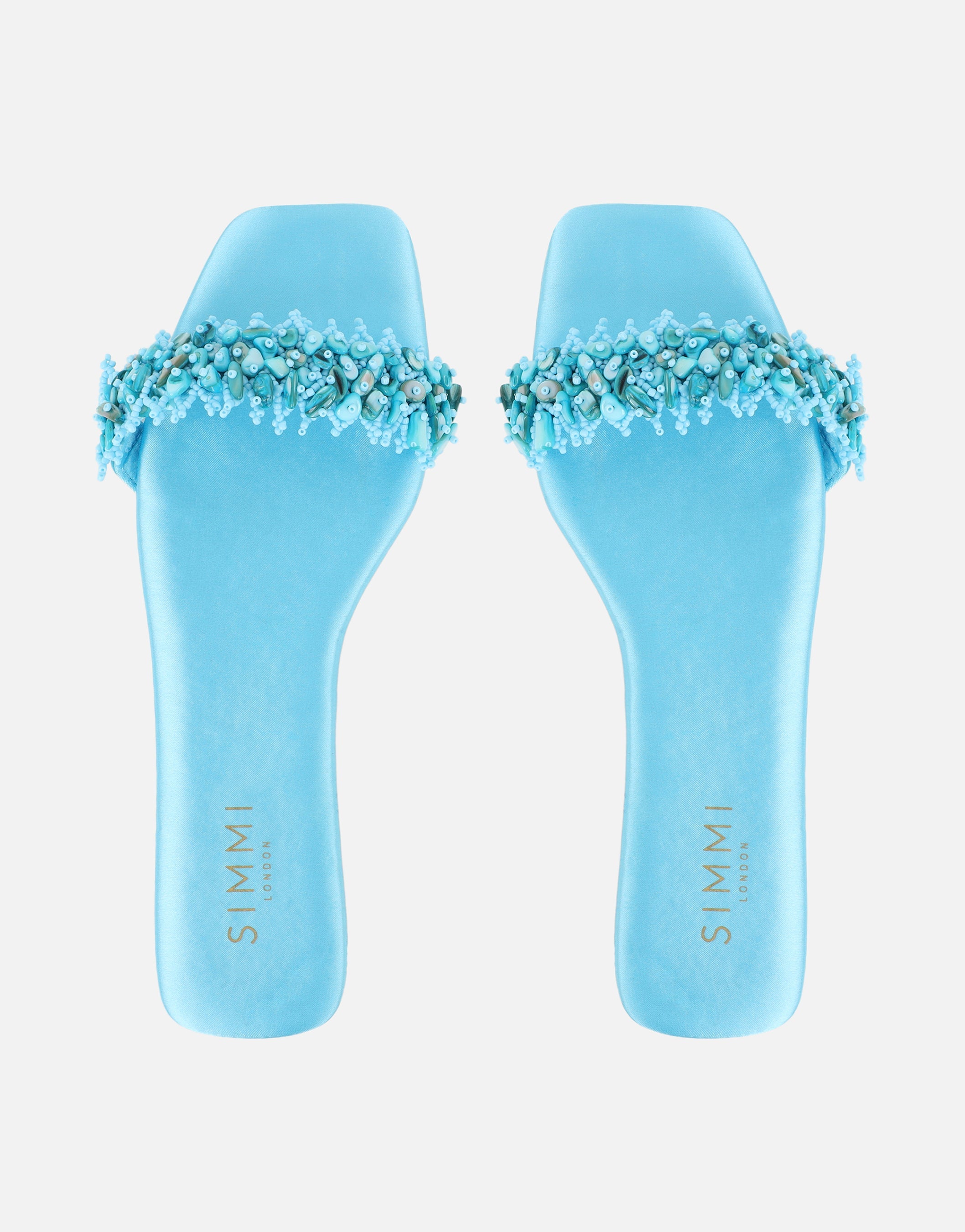 Hatty Blue Slip On Flat Sandals
