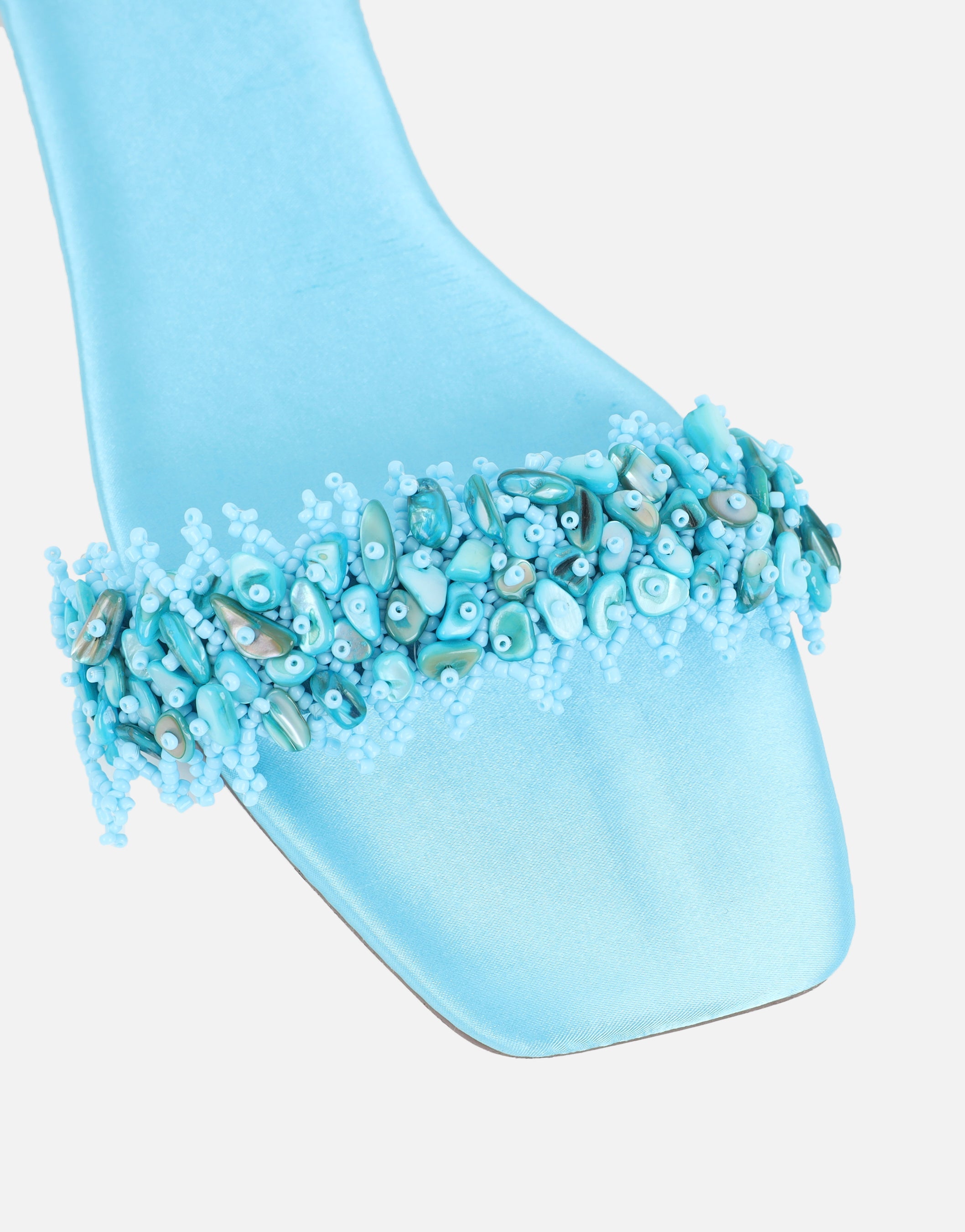 Hatty Blue Slip On Flat Sandals