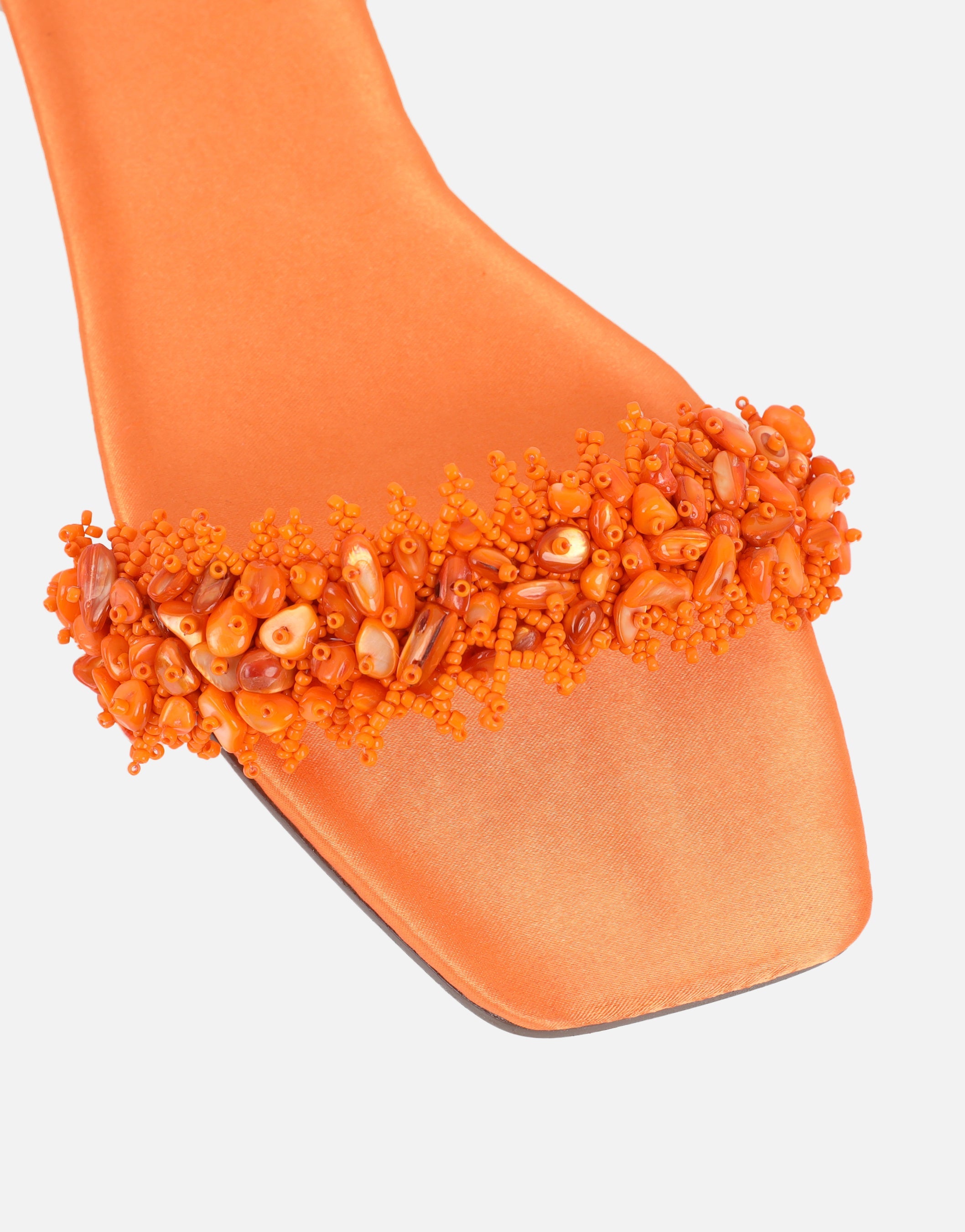 Hatty Orange Slip On Flat Sandals