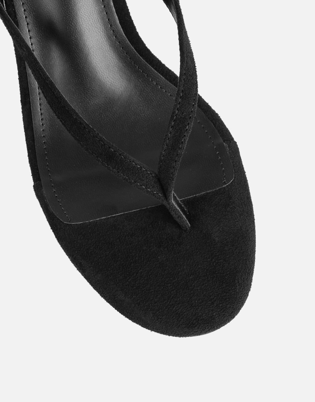 Immy Black Suede Toe Post Wedge Sandals
