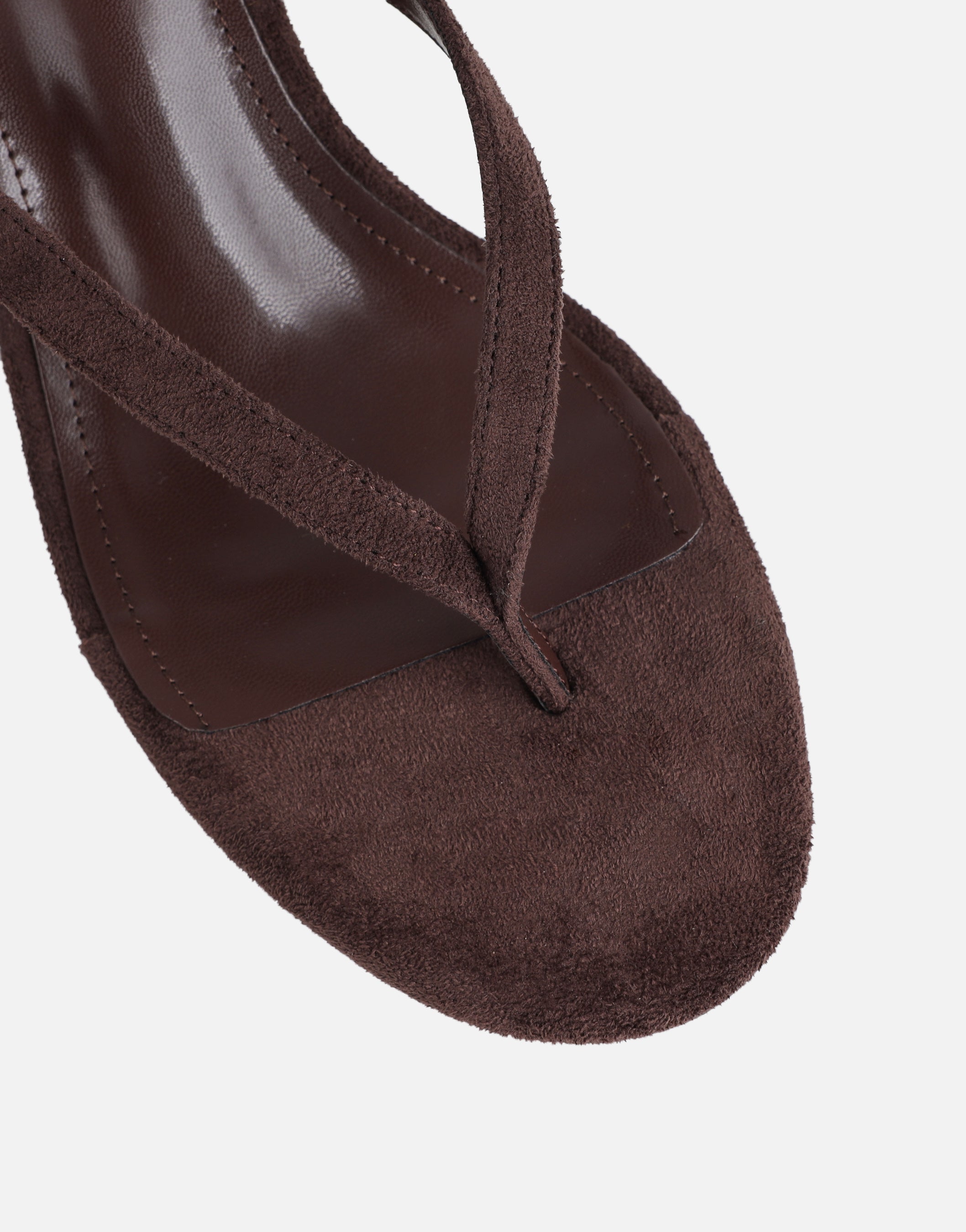 Immy Brown Suede Toe Post Wedge Sandals