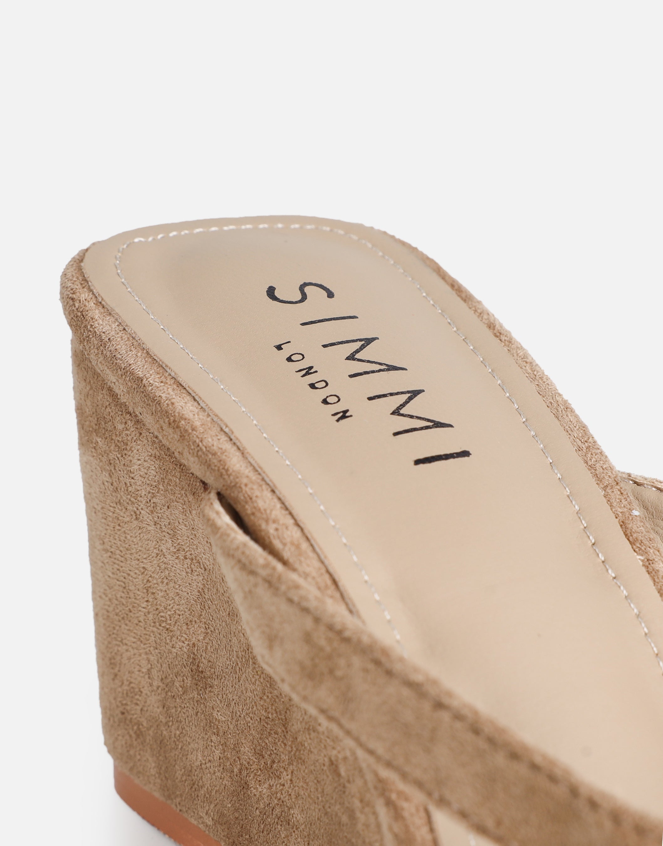 Immy Dark Beige Suede Toe Post Wedge Sandals