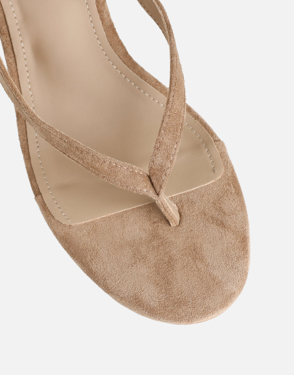Immy Dark Beige Suede Toe Post Wedge Sandals