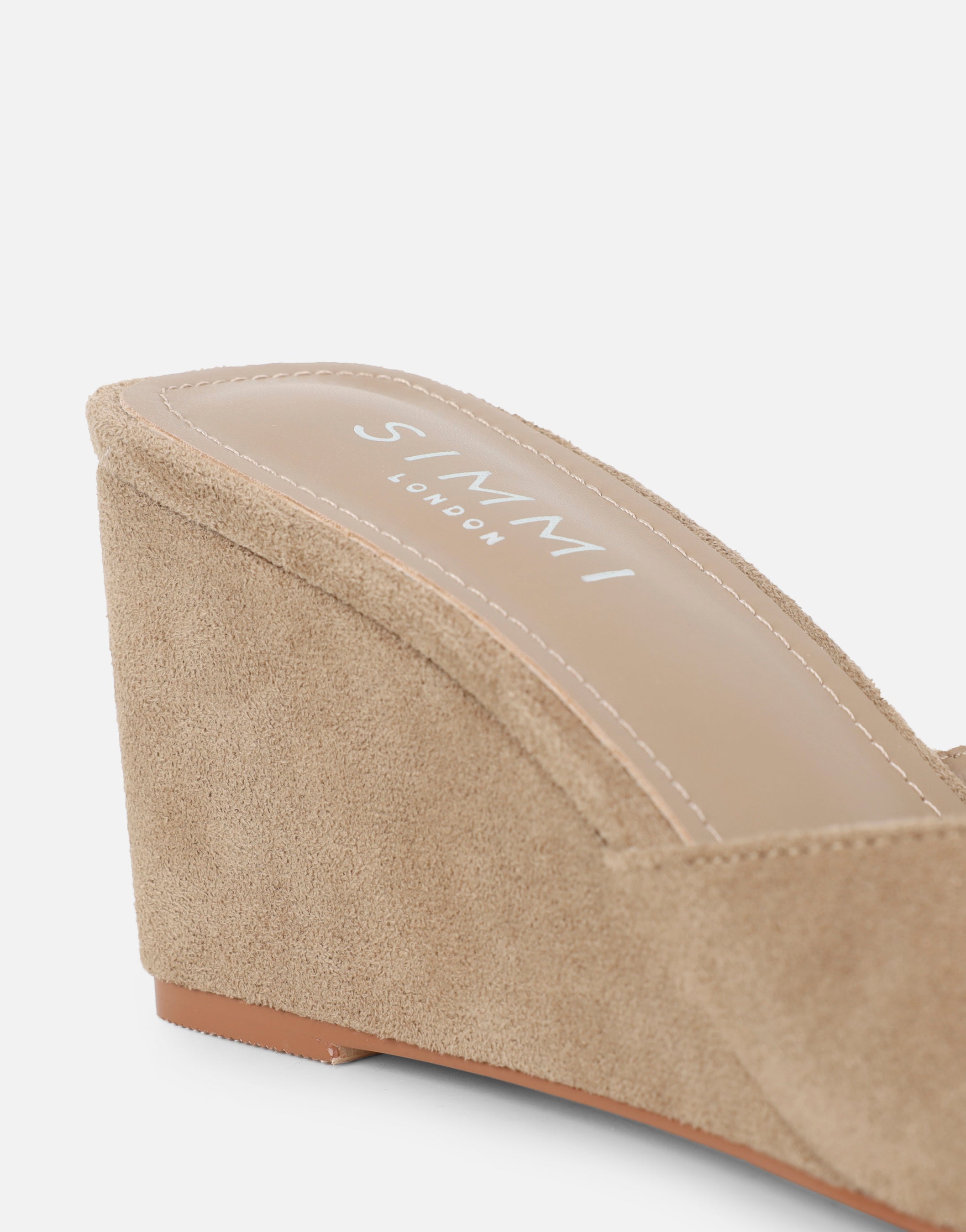 Iris Beige Suede Wedge Mules