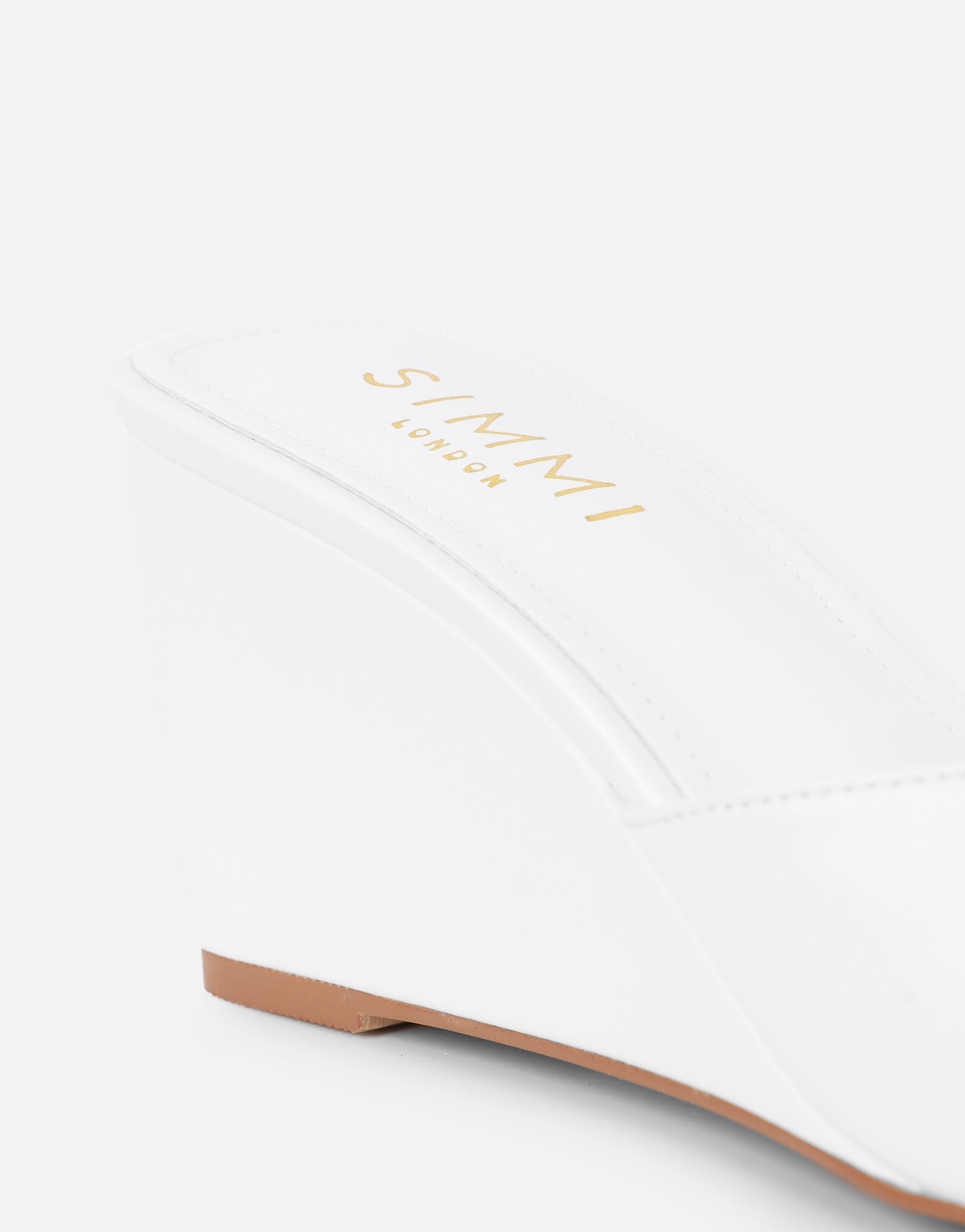 Iris White Wedge Mules