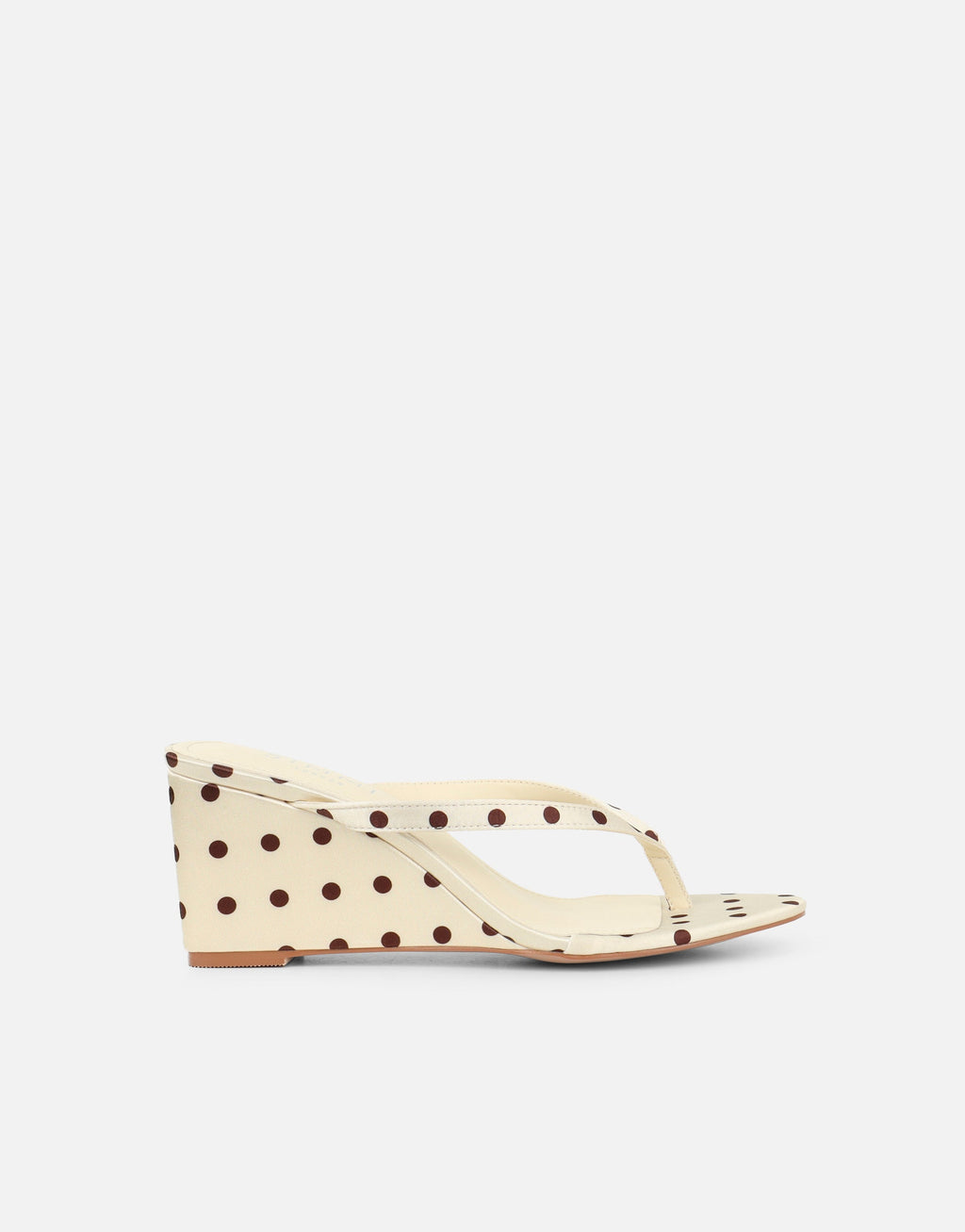 Emeriee Butter Cream Polka Toe Post Wedge Sandals