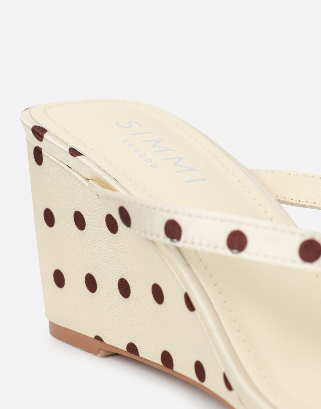 Emeriee Butter Cream Polka Toe Post Wedge Sandals