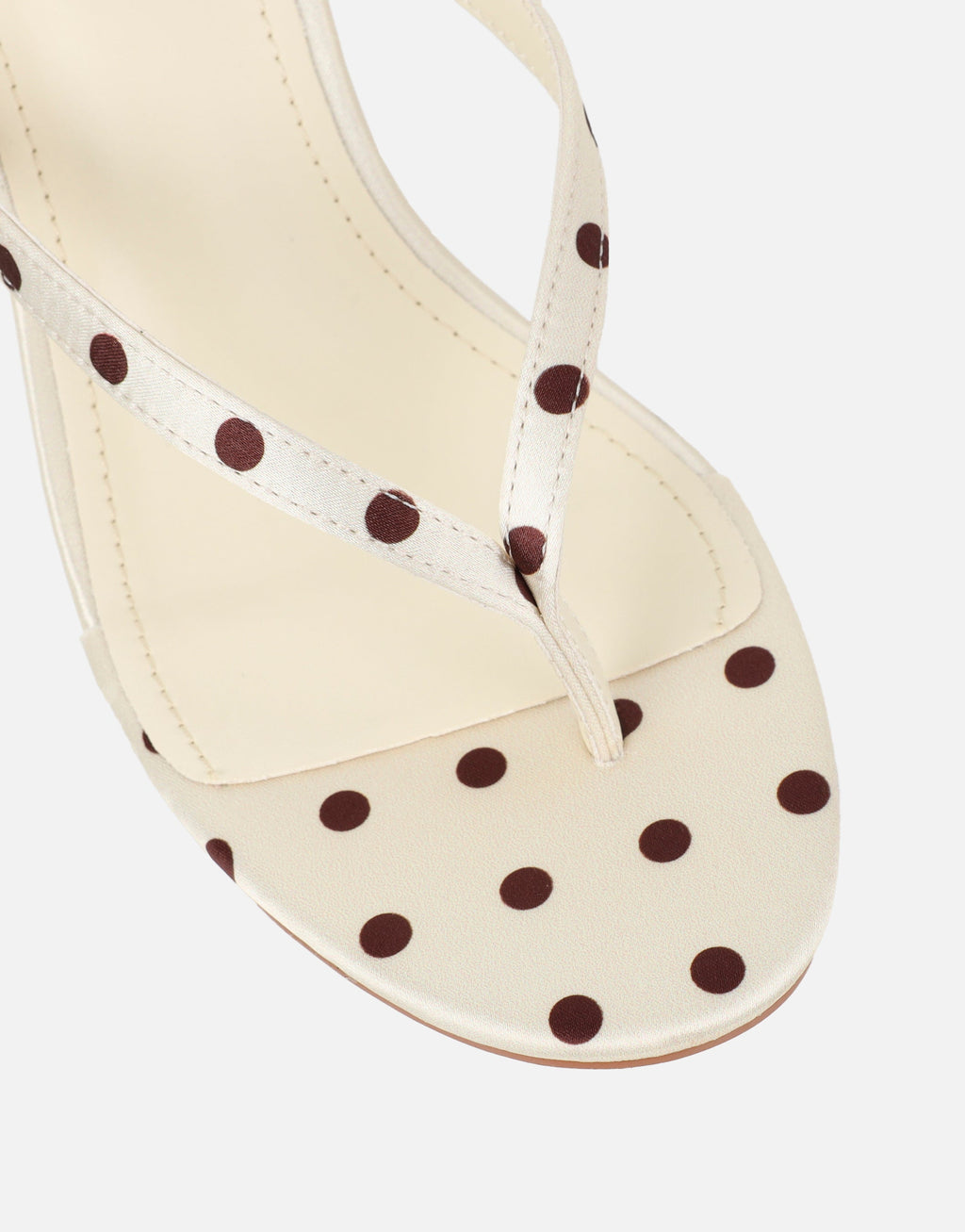 Emeriee Butter Cream Polka Toe Post Wedge Sandals