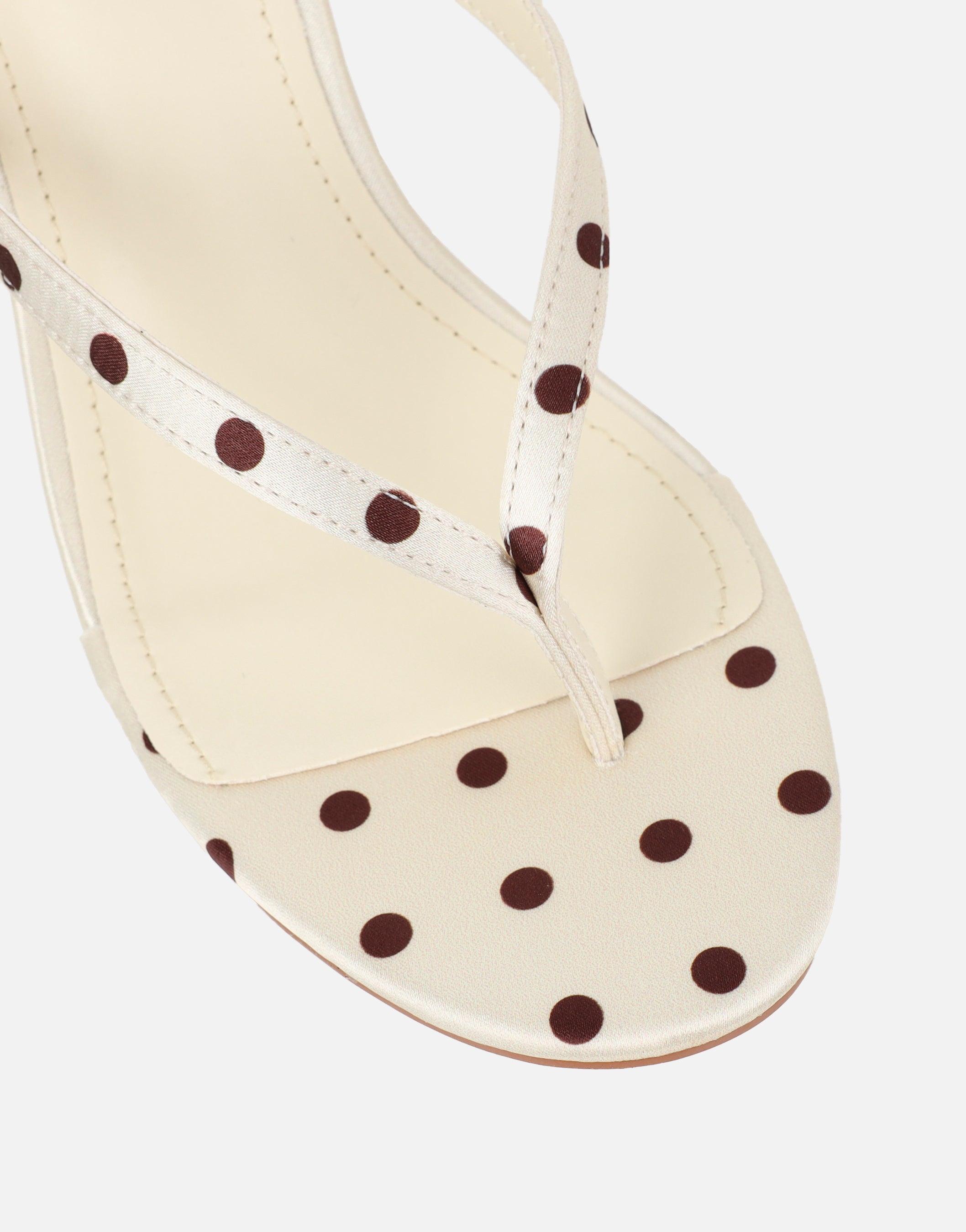 Emeriee Butter Cream Polka Toe Post Wedge Sandals