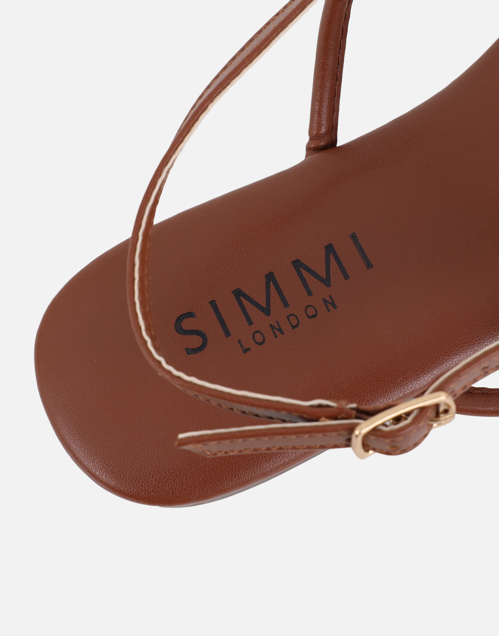 Isha Tan Beaded Flat Sandals