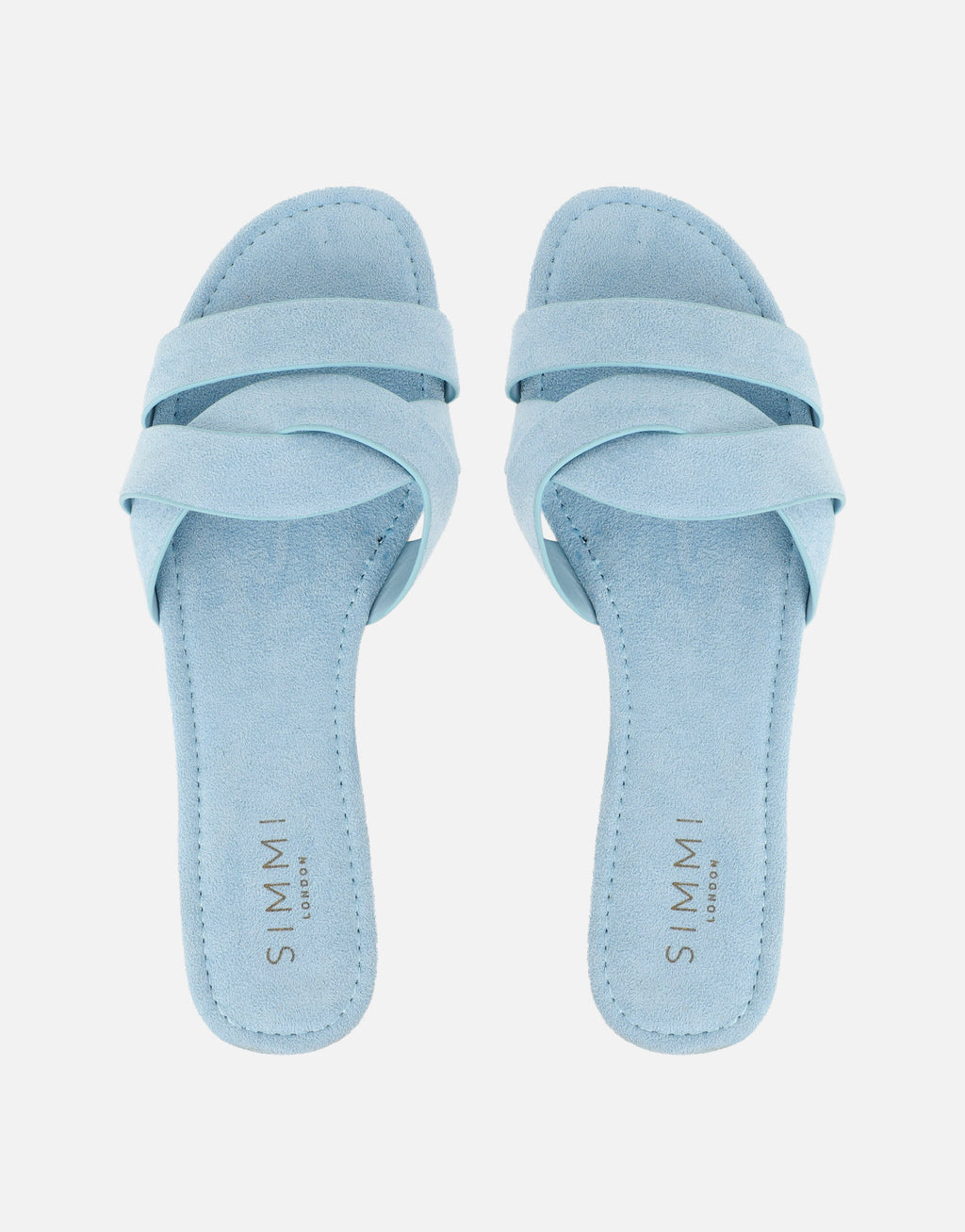 Jade Blue Suede Crossover Flat Sandals